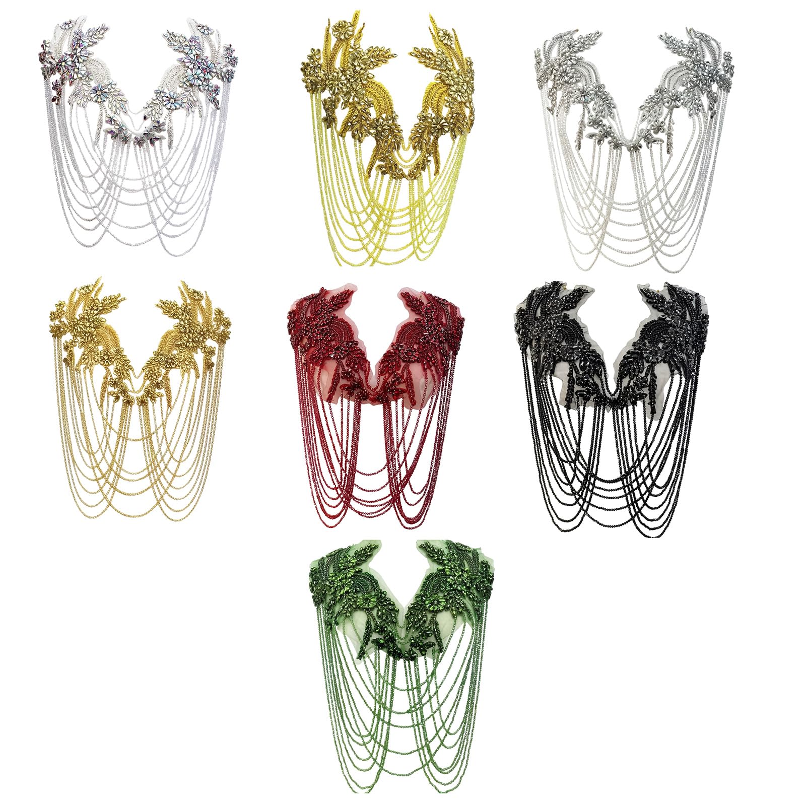 Apliques de Flecos de Diamantes de imitación, Lentejuelas Bordadas con Cuentas, Costura en Parches de Tela para Vestidos de Novia, Vestidos de Noche, Disfraces, arreglo de Borde de