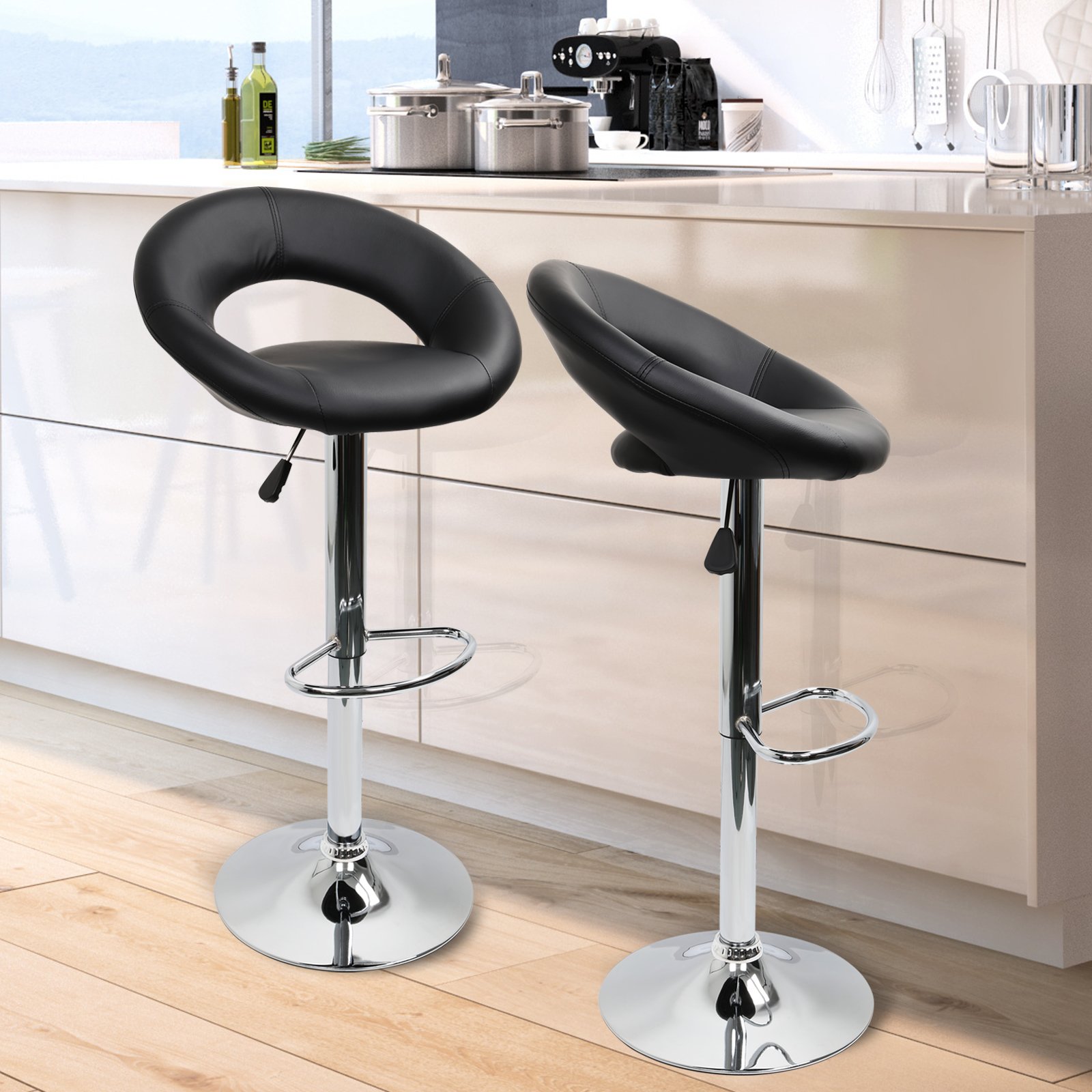 IntimaTe WM Heart Bar Stools Set of 2, Adjustable Breakfast Kitchen