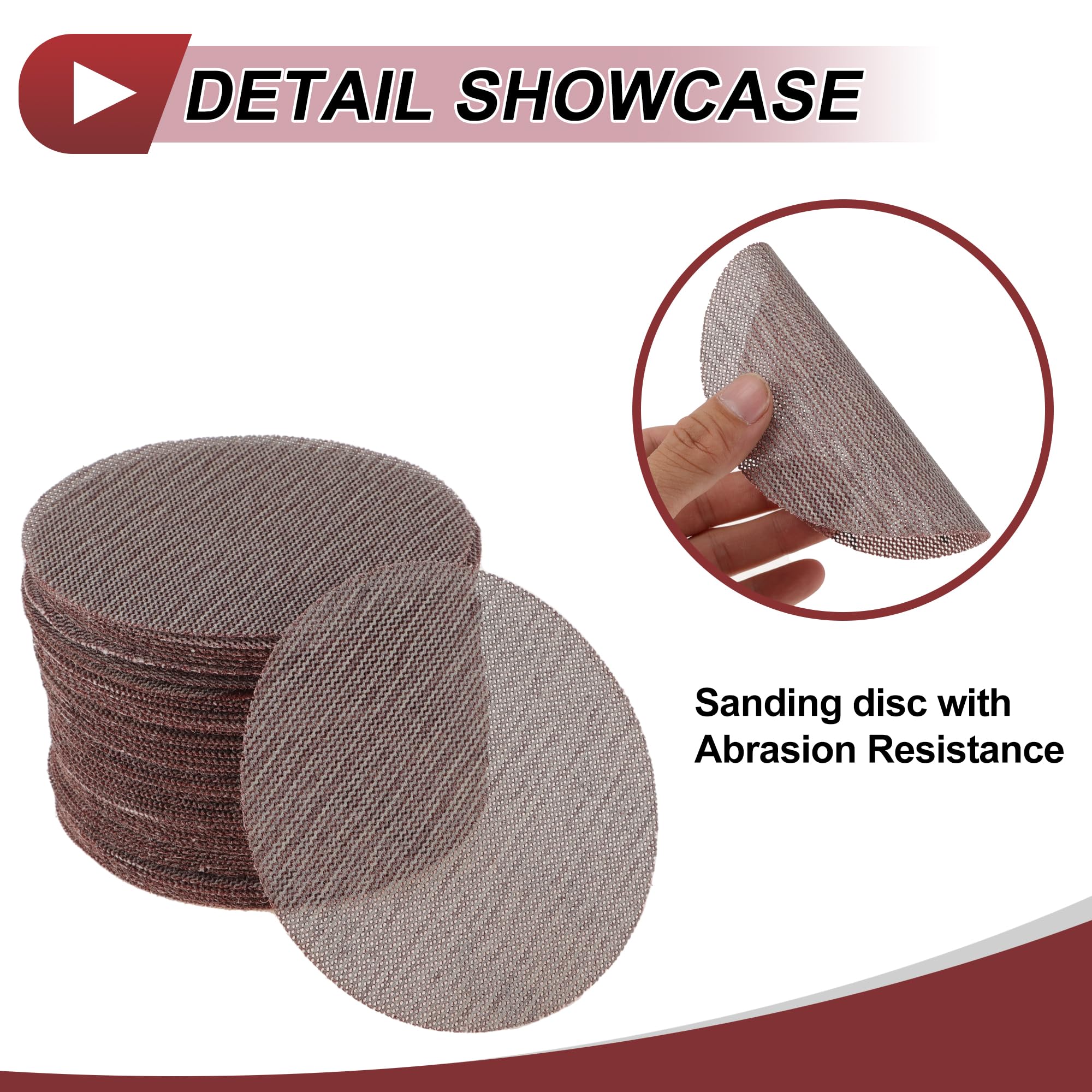 HEROFFIX 50 Pcs 5 Inch Abranet Sanding Mesh Anti-Clog Hook Loop Dust Free Net Sandpaper 120 Grit Brown Aluminum Oxide - Image 3