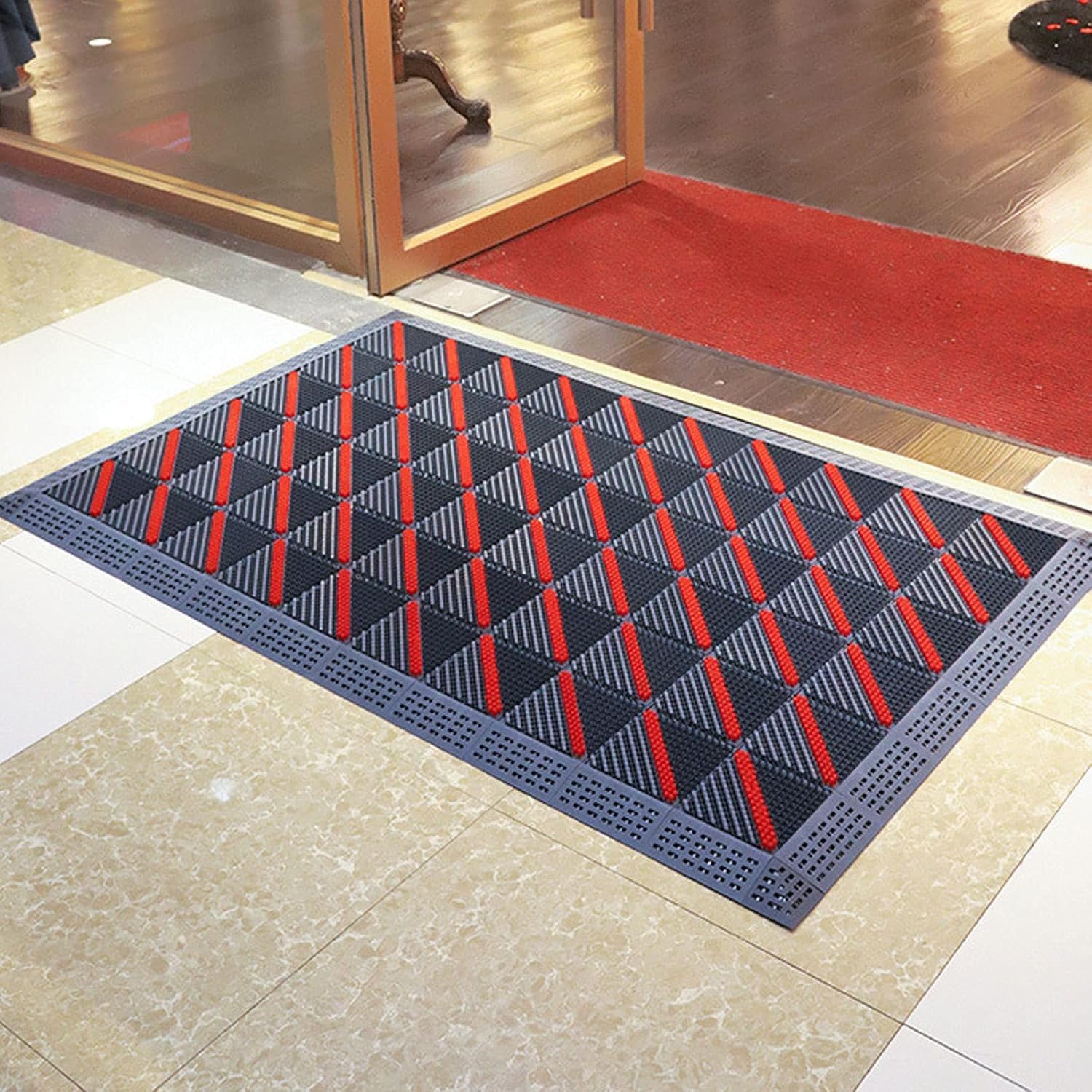 Tapete resistente para puerta de exterior, tapete antideslizante para puerta delantera, material EVA resistente al desgaste, diseño hueco fácil de limpiar para garaje, jardín, centro comercial