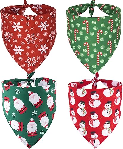 ADOGGYGO Paquete de 4 pañuelos de Navidad para perro, bufanda triangular, baberos triangulares, accesorios de disfraz de Navidad para perros disponible en Yaxa Costa Rica