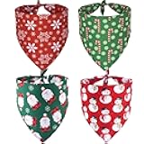 ADOGGYGO 4 Pack Dog Bandana Christmas Scarf Bibs Kerchief Set Pet Christmas Costume Xmas Holiday Bandanas for Large X-Large Dogs Pets (X-Large)