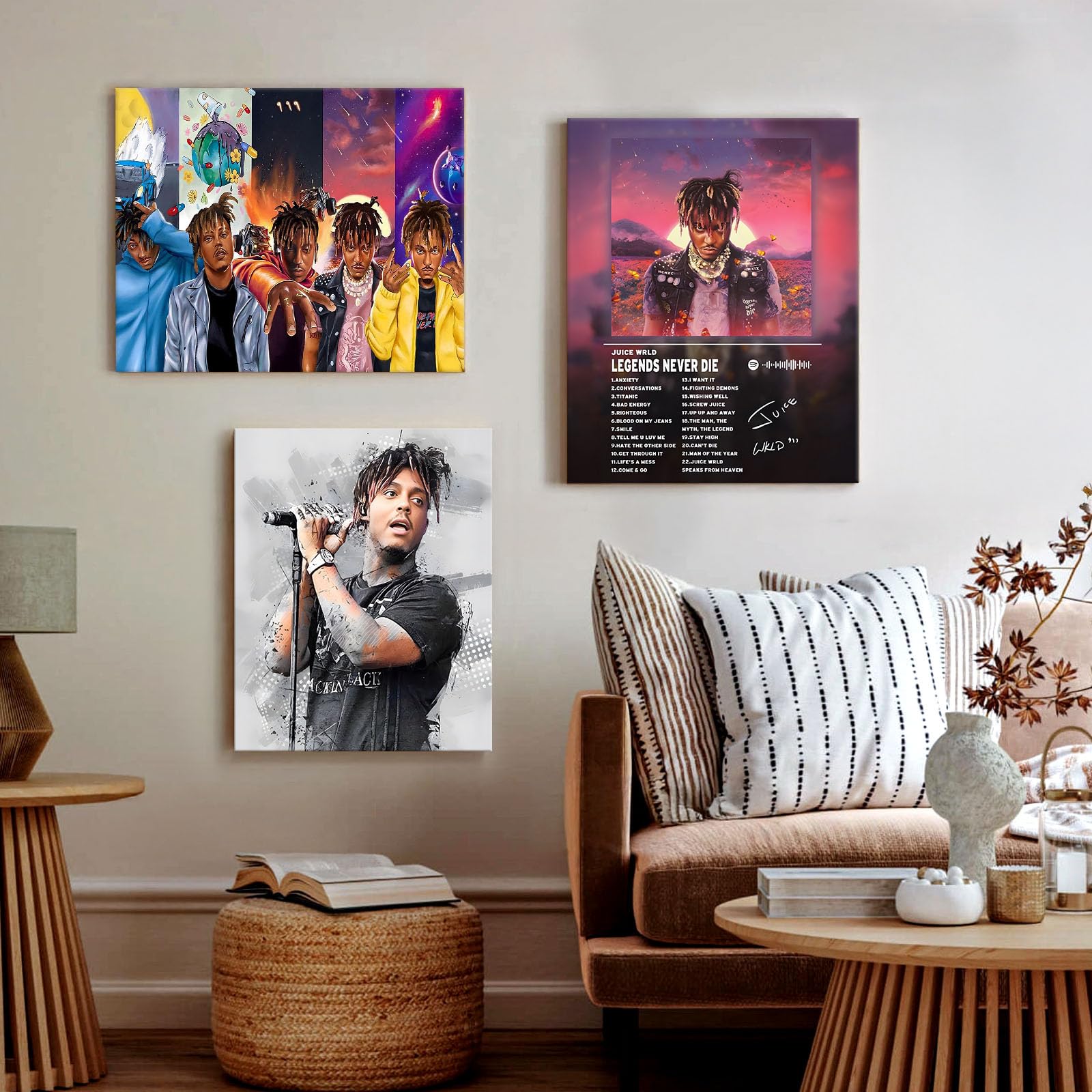 Amazon.co.jp: Juice WRLD キャンバスウォールアート、5イン1 