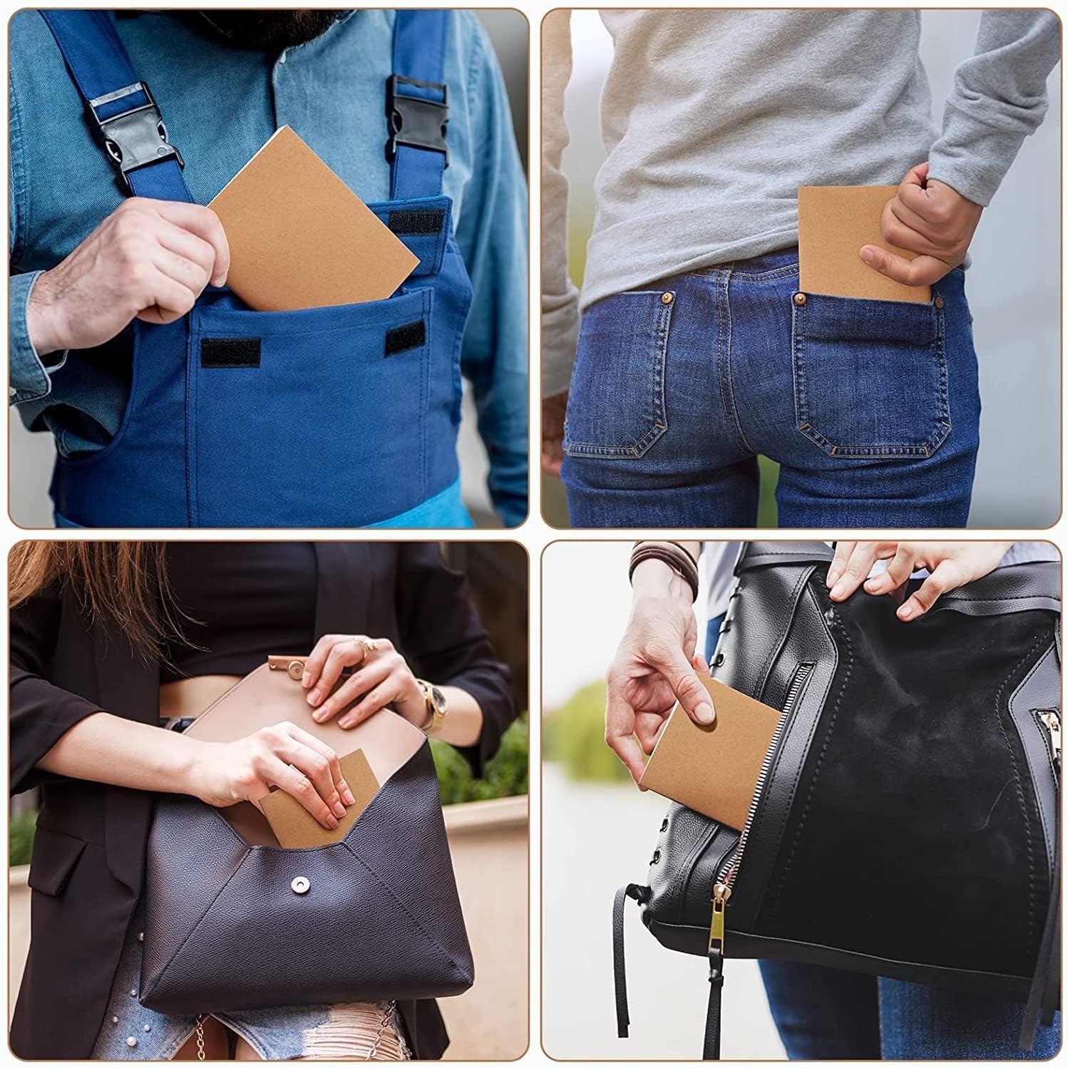 Lot de 100 Pochette A6 Carnet de notes vierge avec couverture kraft, journaux de voyage vierges, blocs-notes de poche non lignés pour voyageurs, étudiants (48 pages / 24 feuilles, 10,8 x 14 cm)