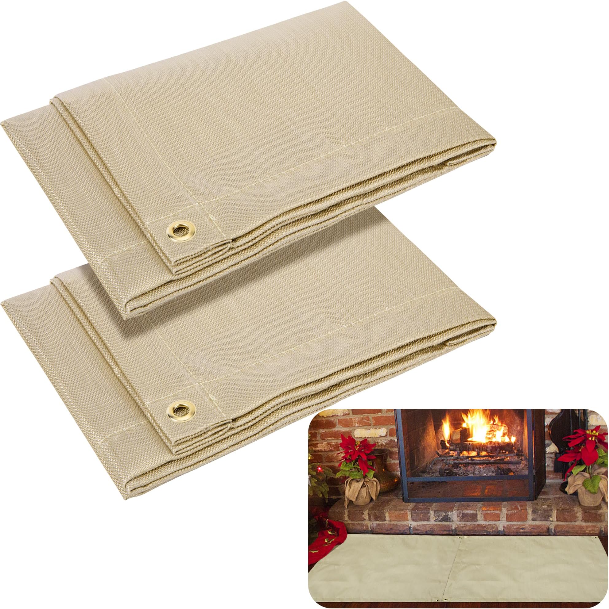 2 Pcs Square Fire Pit Mat - 32''× 32'' Indoor Fireplace Mats - Portable Under Grill Mat for Outdoor Charcoal, Smokers, Gas Grills, Deck and Lawn