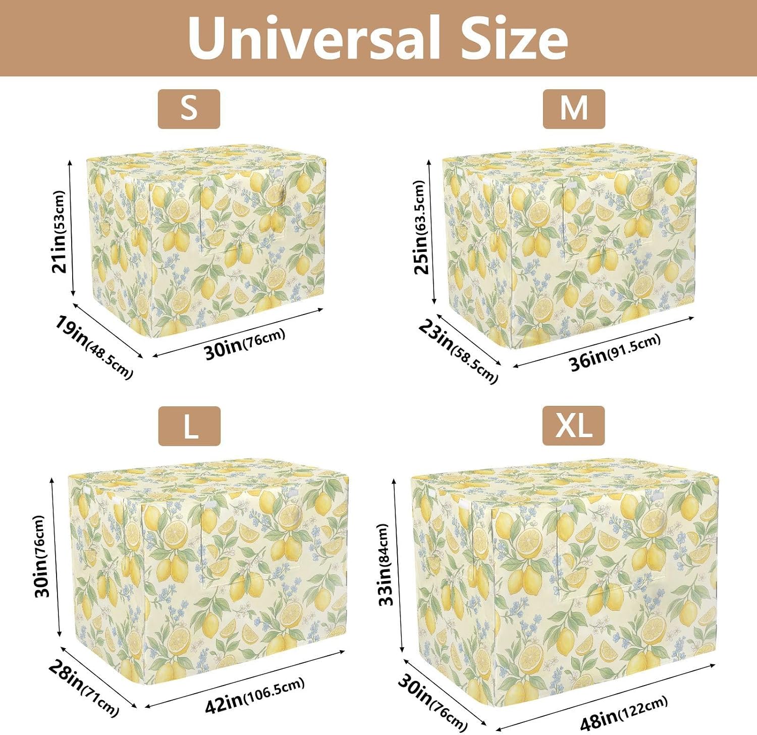 Duty 600D Silver Coated Dog Crate Cover, Water-Resistant Lemon Print Pet Kennel Canopy with Mesh Windows for Optimal Ventilation, Universal Fit for Standard Wire Cage, Indoor & Travel