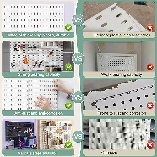 Miniatura 7 de Kit de tablero de clavijas de 22 x 33 pulgadas, 6 tableros de clavijas y 21 accesorios, organizador de pared para el hogar, sala de manualidades,