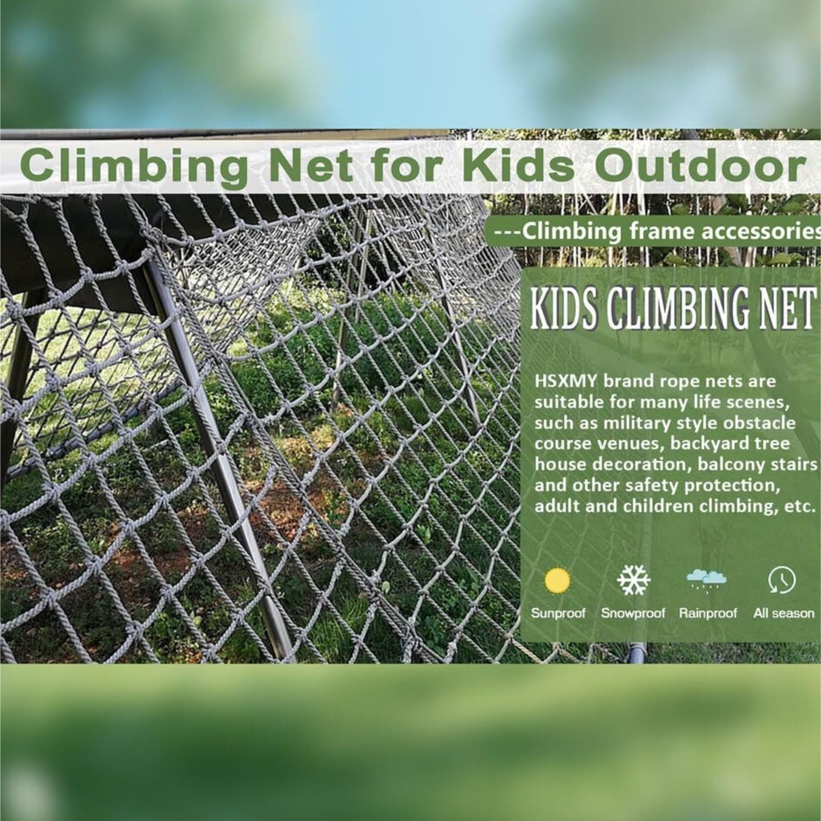 Outdoor Spielplatz SafeKids Kletternetz 1x1m Seilleiter 2x sicheres Netz zum Klettern ideal für Kinderspielplätze