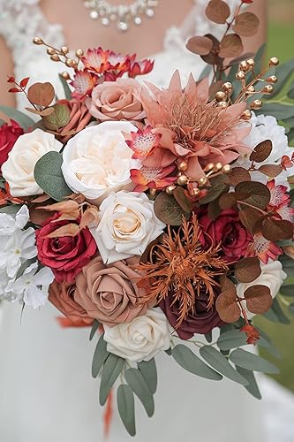 Miniatura 2 de RUIDKUN Juego de flores artificiales de seda para bricolaje, ramo de mano, arreglo floral, ramo de flores, centros de mesa, decoración de baby