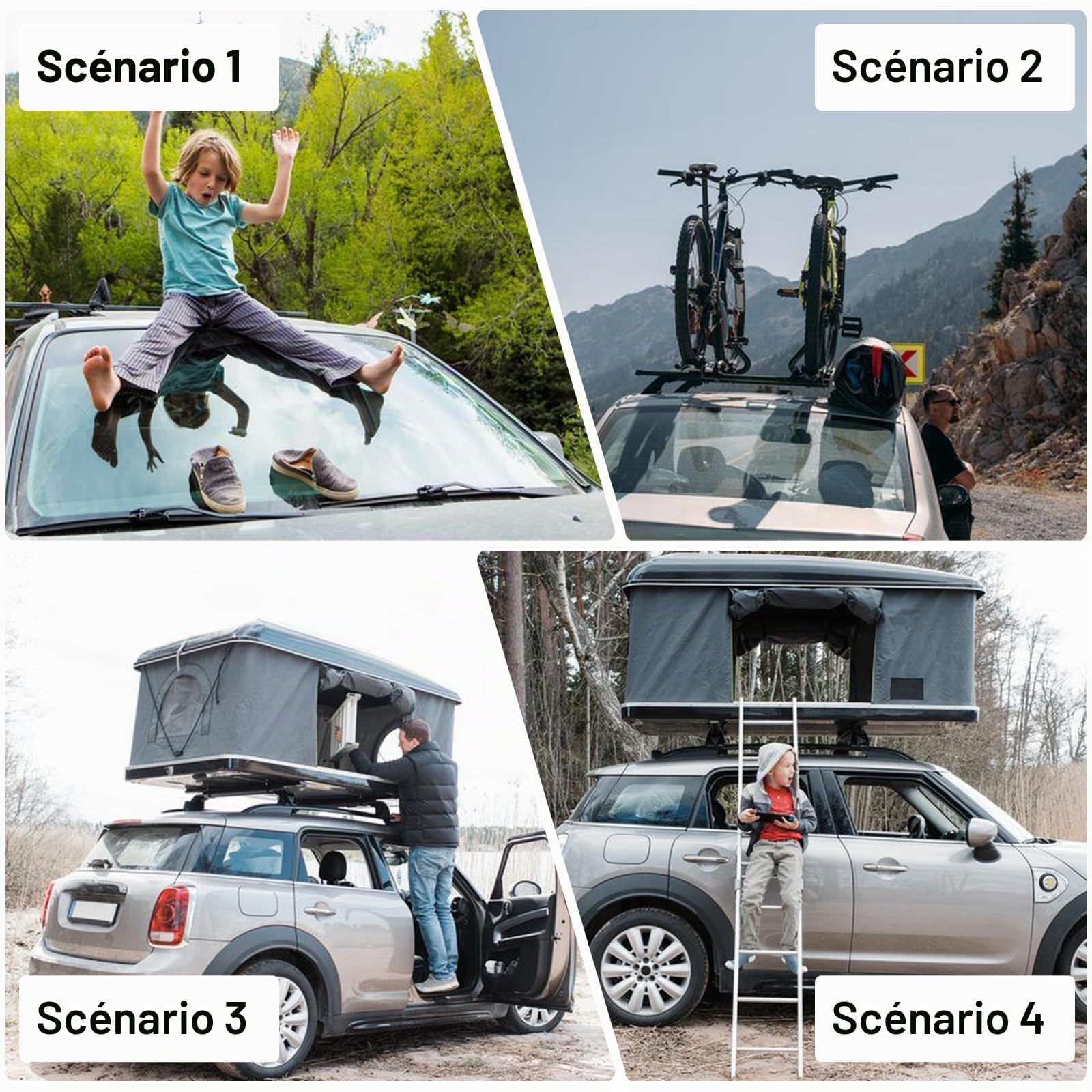 Taille Standard marche auto pliable: Aluminium Robuste marche-pieds porte voiture, Conception Angle Réglable marchepied pliable, Protection Antidérapante rampe pliable, für Accès au Toit de Voiture