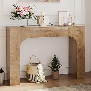 GarveeHome 47 Inch Farmhouse Console Table, Narrow Wood Entryway Table Behind Couch, Slim Rustic Hallway Furniture for Living Rooms, Foyers & Apartments, Deep Oak