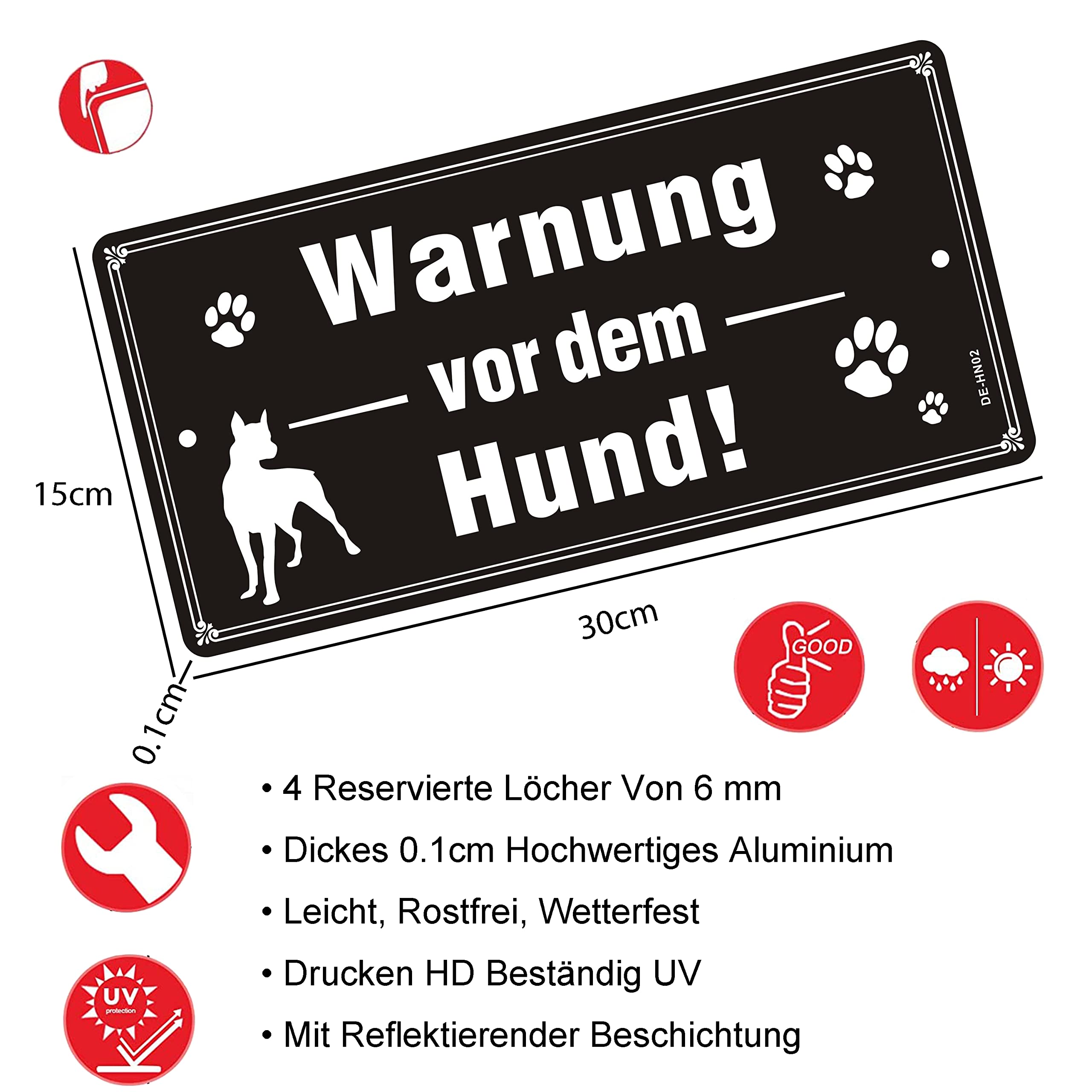 Warnschild „Vorsicht Freilaufender Hund“ – Aluminium, Reflektierend, 25x9 Cm, Für Garten & Haus