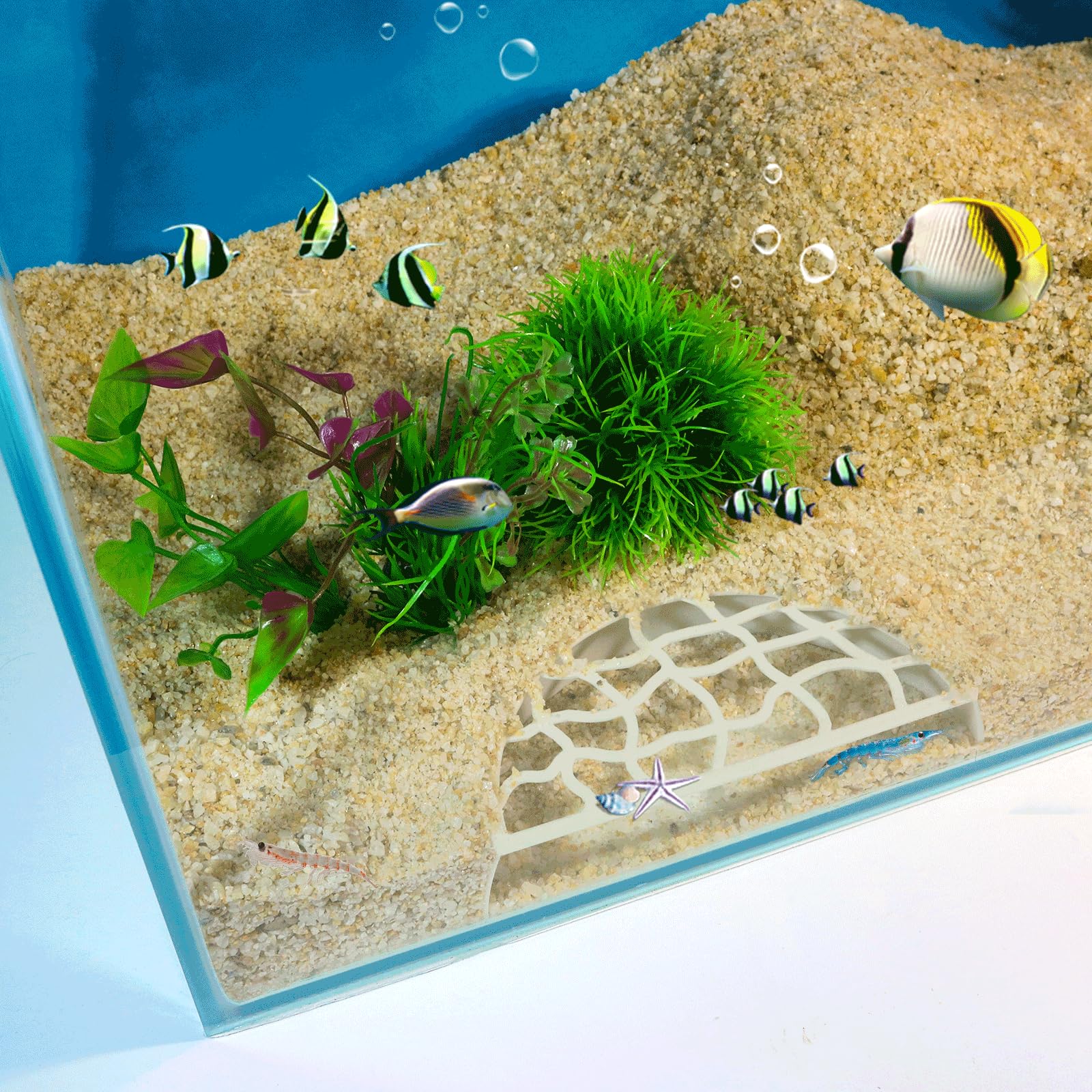 2 pcs Shrimp Cave Aquarium Decoration Shrimp Hides for Fish Tank Small Fish Tunnel Cave Breeding House Hideout Aquarium Accessories Decor(White,Style