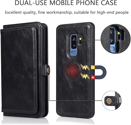 Miniatura 3 de Asuwish Funda de teléfono para Samsung Galaxy S9 Plus Funda desmontable con protector de pantalla de vidrio templado y soporte para tarjeta de
