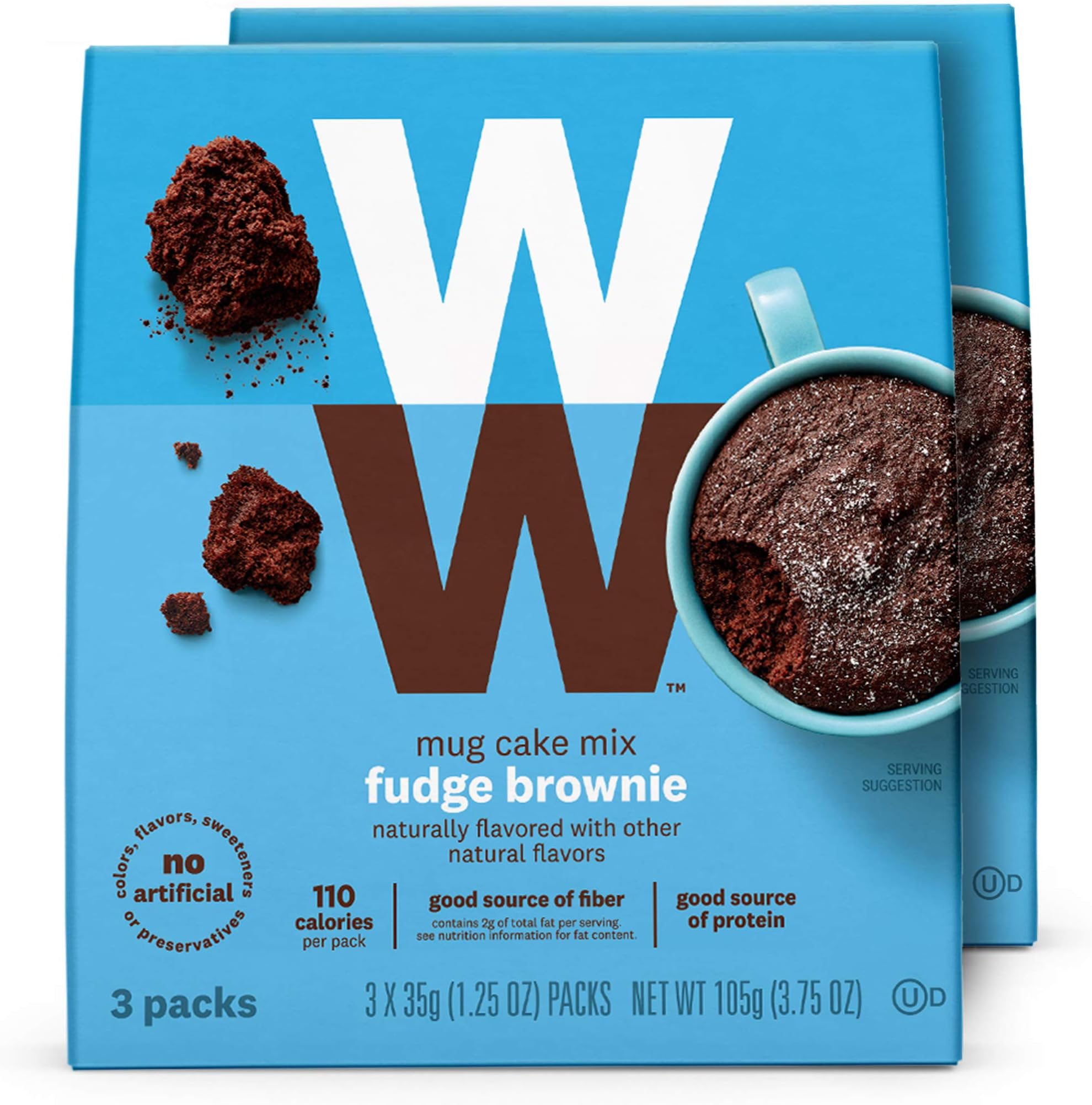 WW Fudge Brownie Mug Cake - High Protein, 3 SmartPoints - 2 Boxes (6 Count Total) - Weight Watchers Reimagined