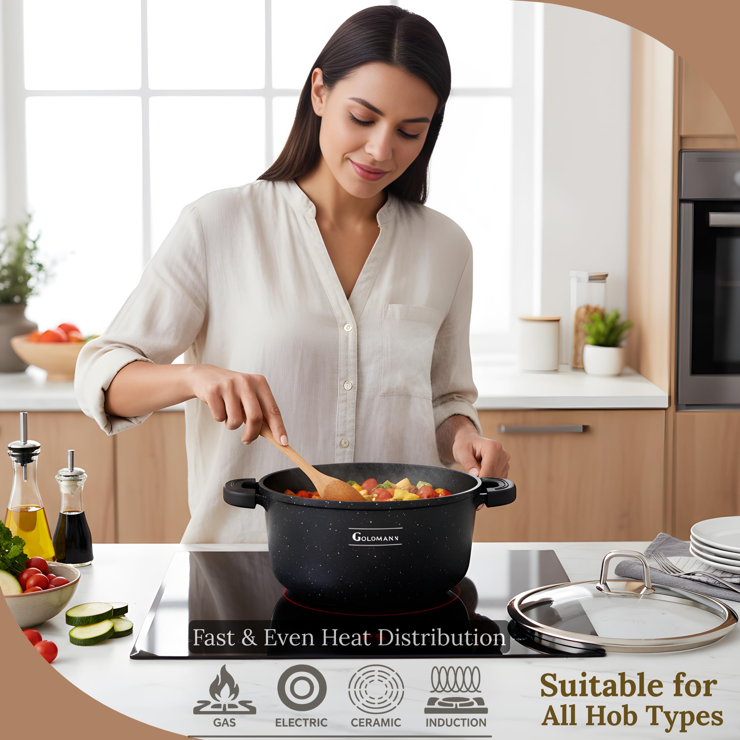 POT ART Gietijzeren pan - 24cm - 11cm hoog - 4 liter - Kleur Magma (Rood