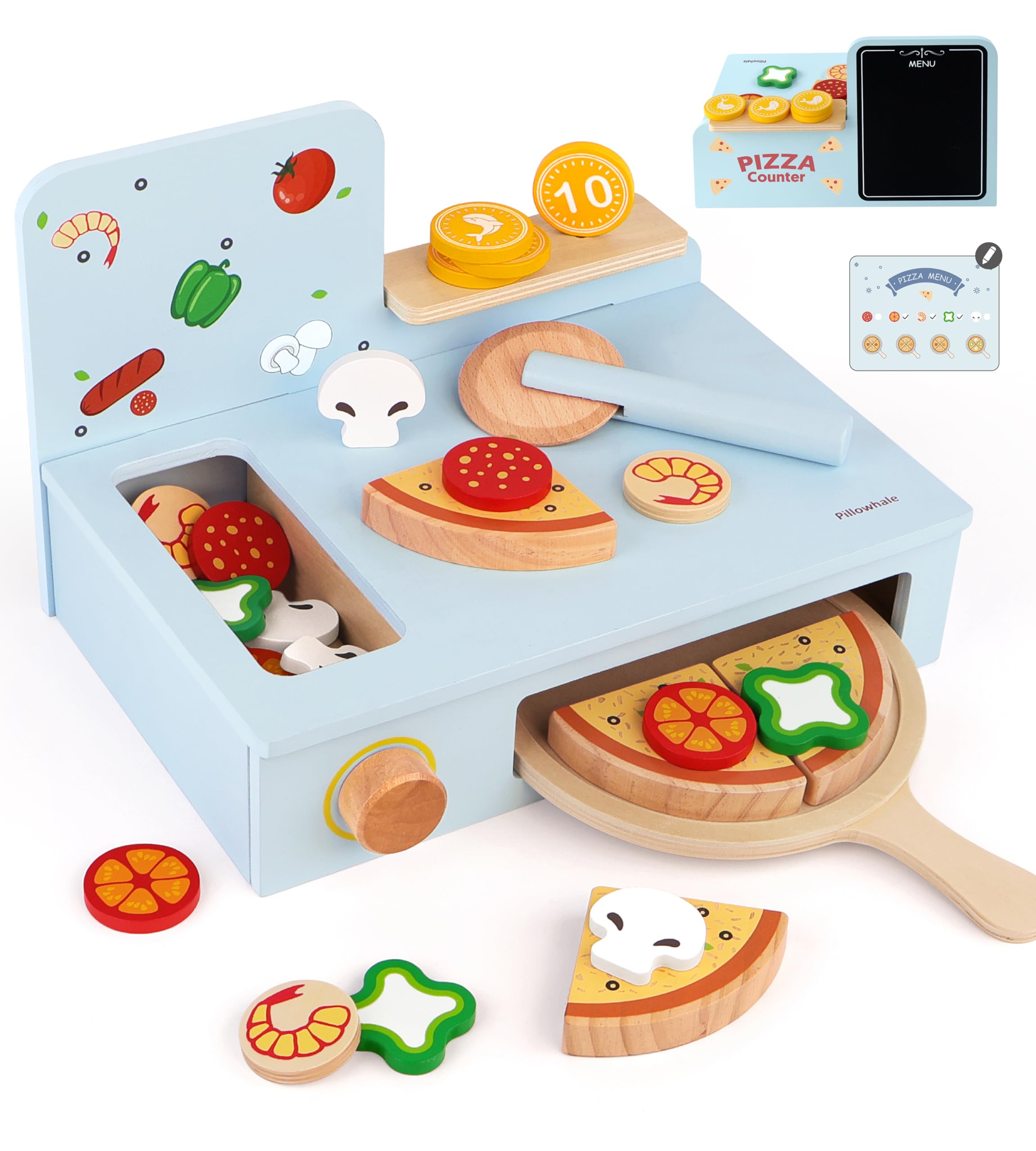 Toaren Pizza-Set Aus Holz, Kinderküchenzubehör, Kinderküchenzubehör