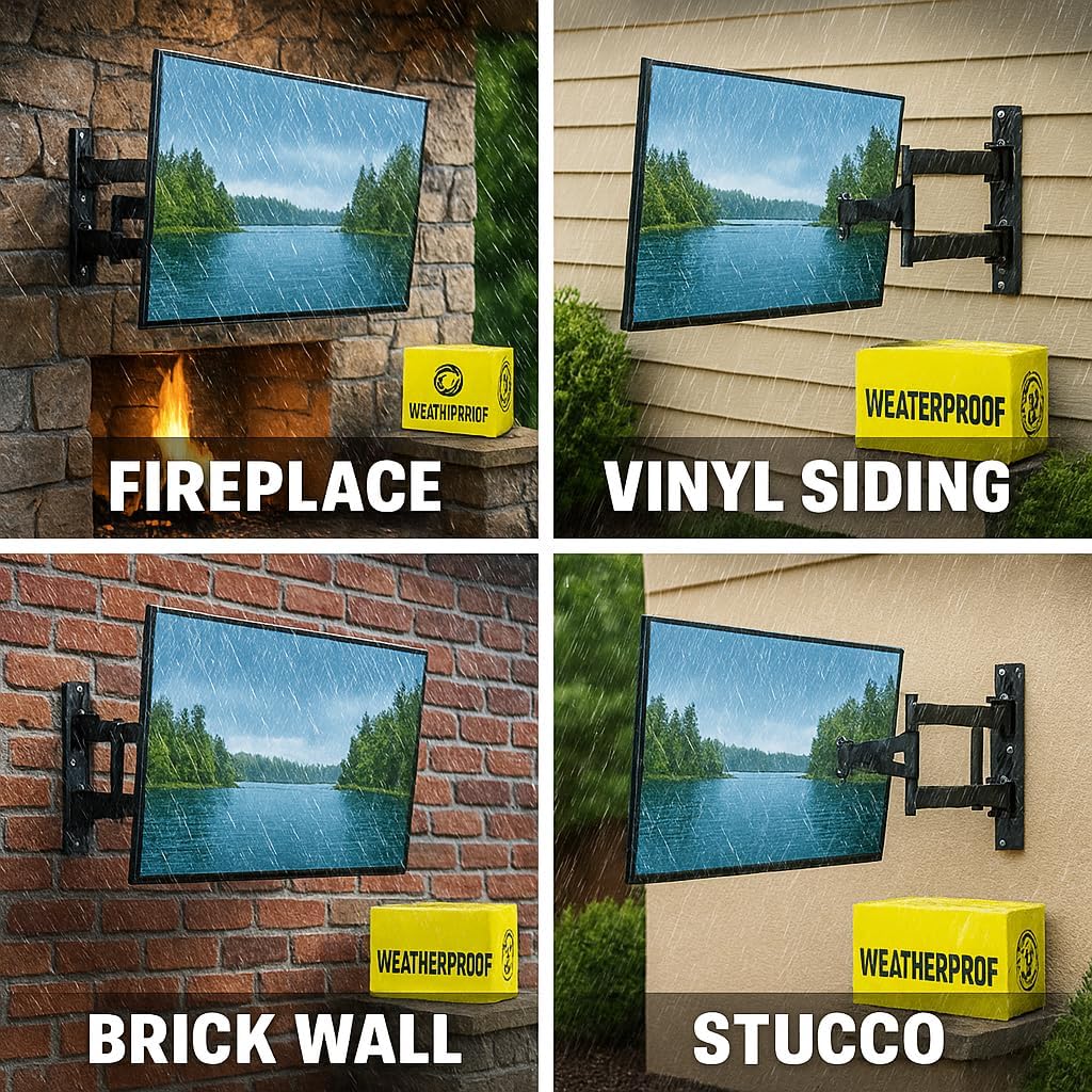 ZeboZap ZZTVA8044 Outdoor TV Mount | Weather Proof - Mount on Vinyl Siding, Stucco, Brick and Stone for Patio, Backyard | Holds 154lbs Upto 75" TV
