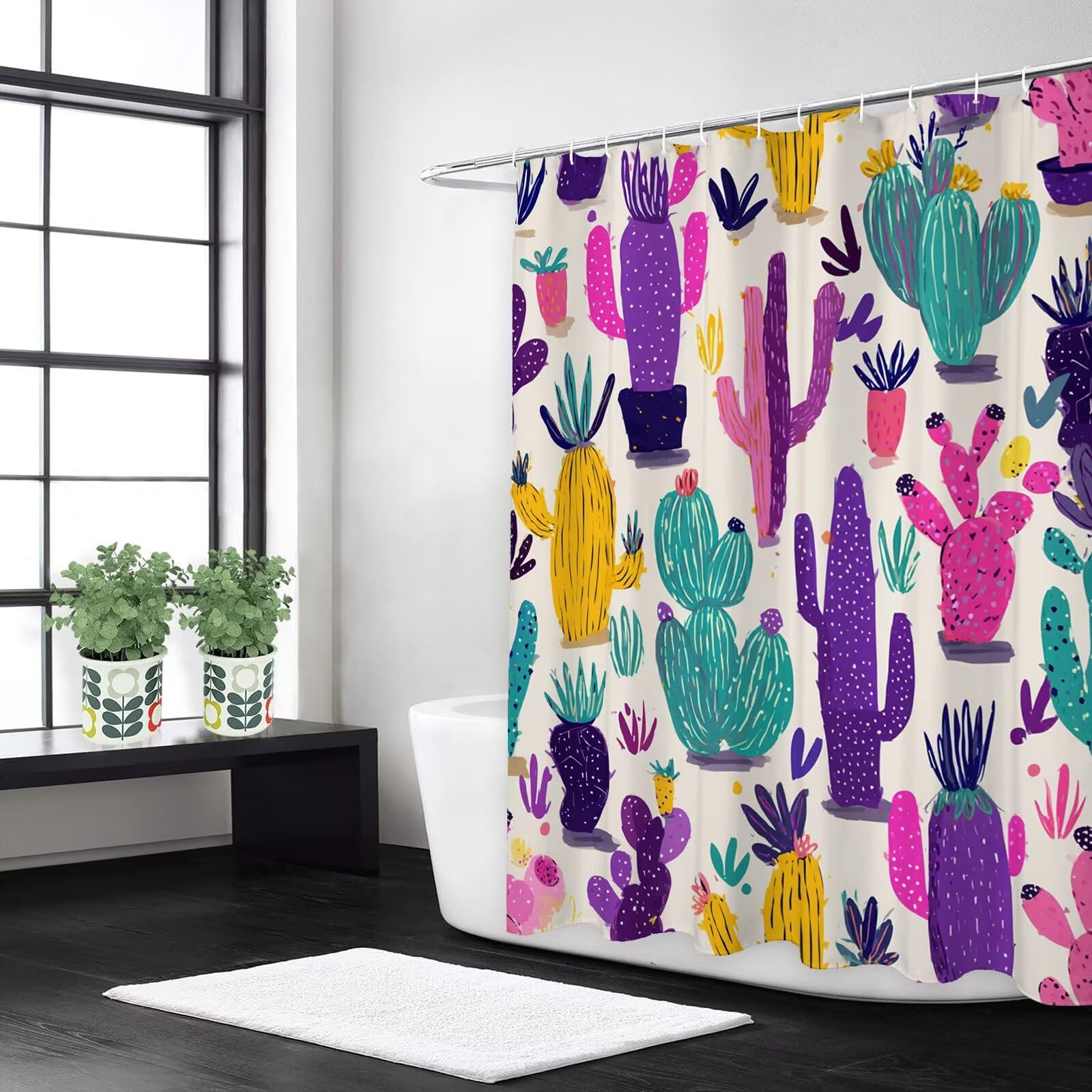 Rideau de douche 120x200 lavable en machine avec 12 crochets