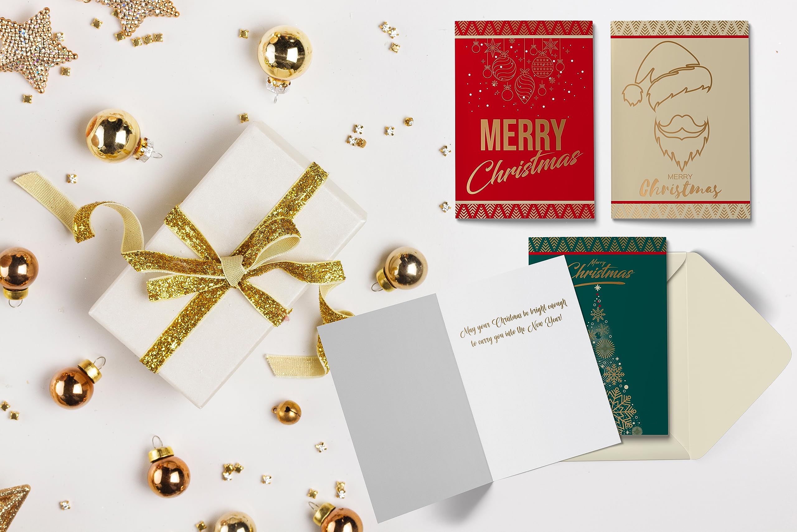 Better Office Products 50 Pack Christmas Cards with Gold Foil Iconic Images, 5" x 7", High Gloss, Gold Foil Interior Greeting, with 50 Envelopes, 50 Count Boxed Set - Image 3