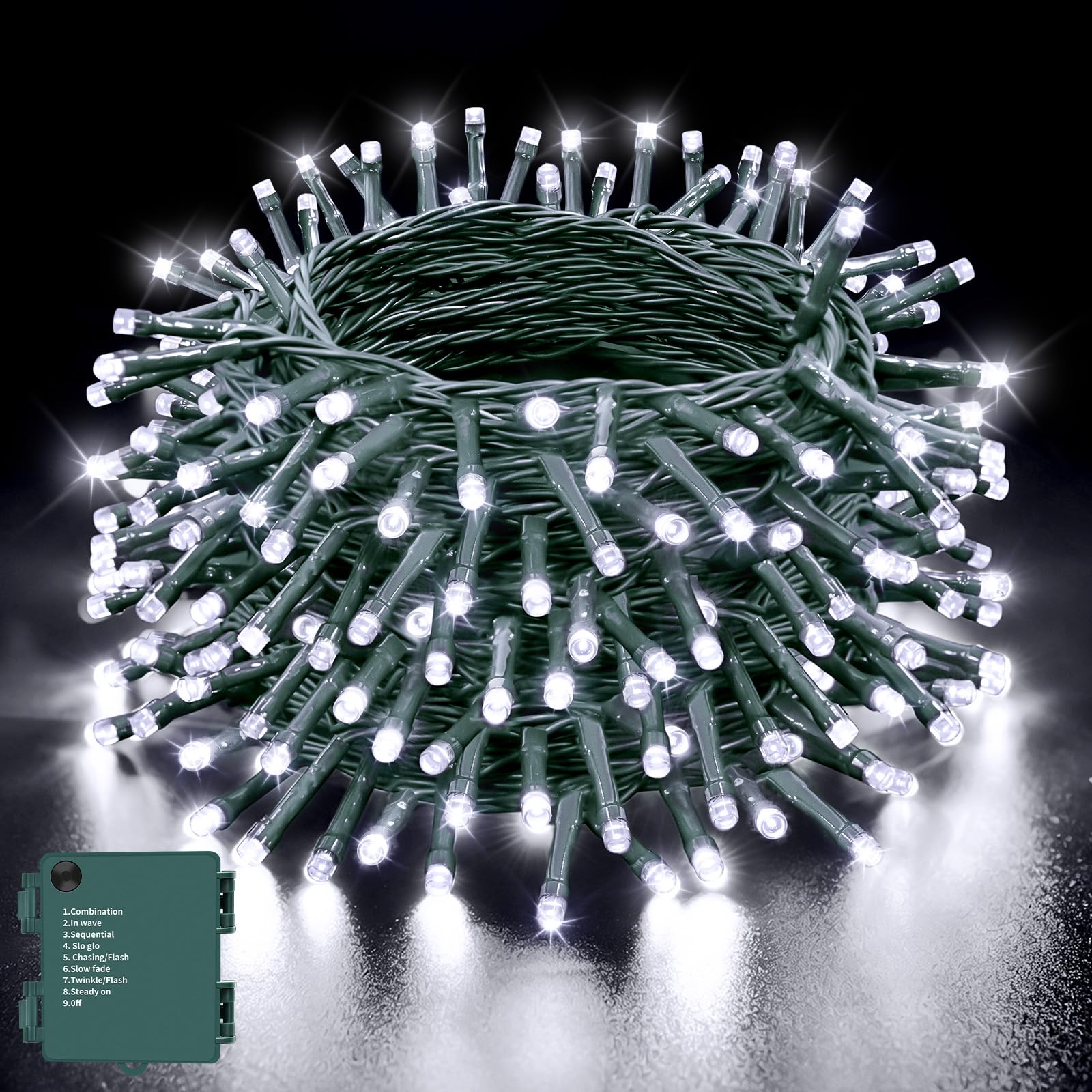 Joolivo Battery Fairy Lights, 20M 200 LEDs Cool White Christmas Lights