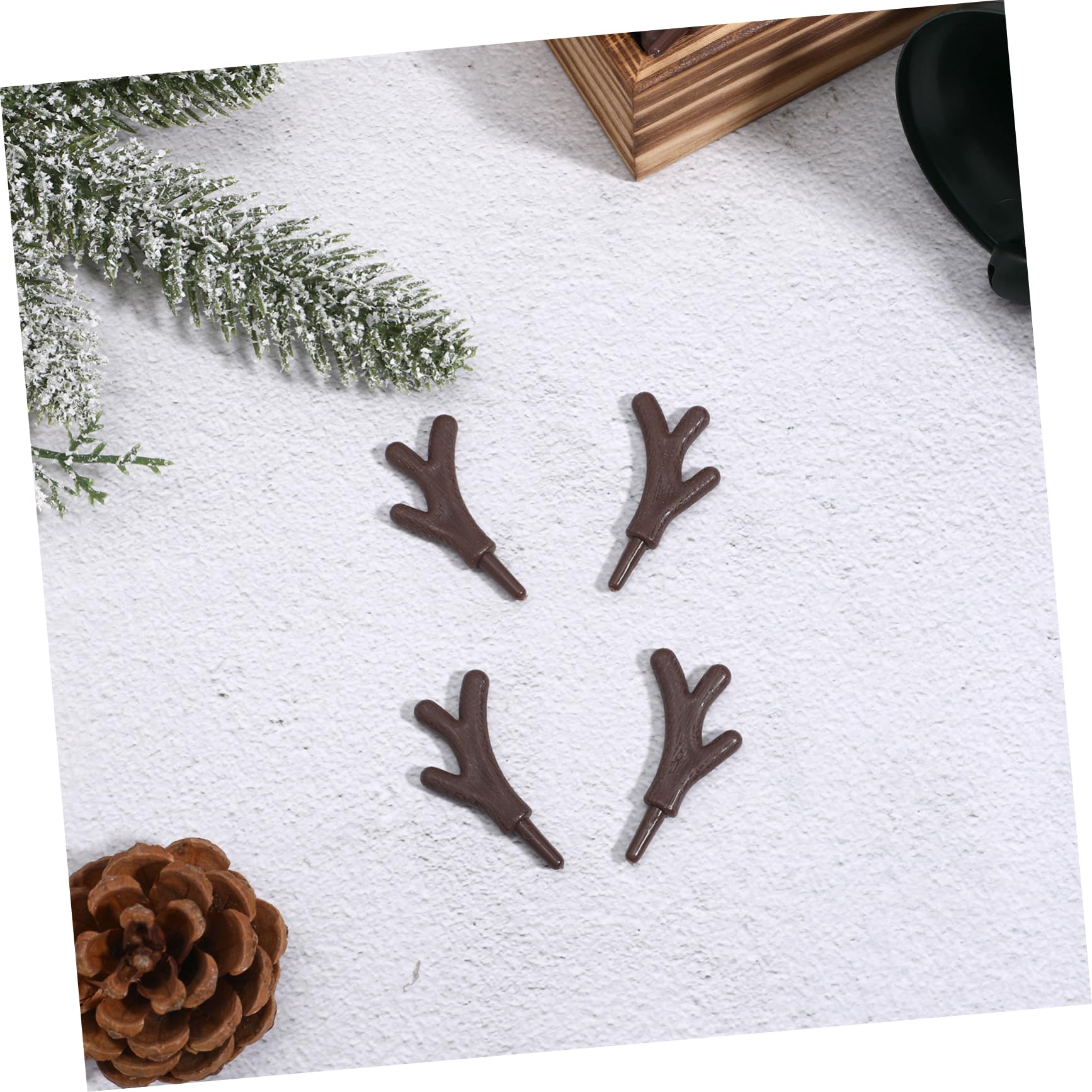 TEHAUX Lot de 2 Décorations de Noël « Joyeux Noël » Accessoires Décoratifs Branches de Café Blanches Bois de Cerf Décorations de Noël Artisanales 100 Pièces