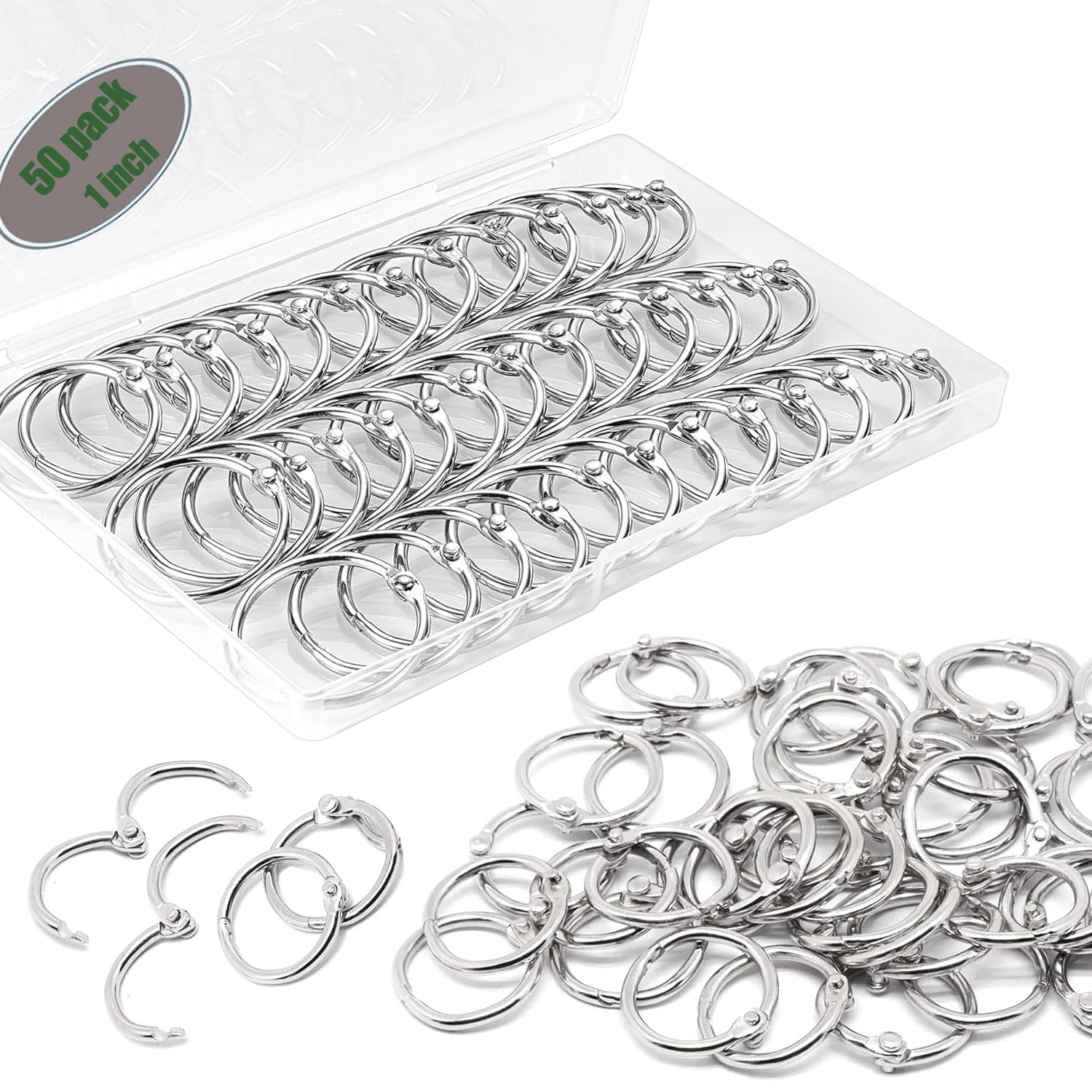 Photo 1 of 1 Inch 50 Pack Loose Leaf Binder Rings Metal Rings for Crafts Book Rings for Index Cards, Key Rings & School/Office Supplies
