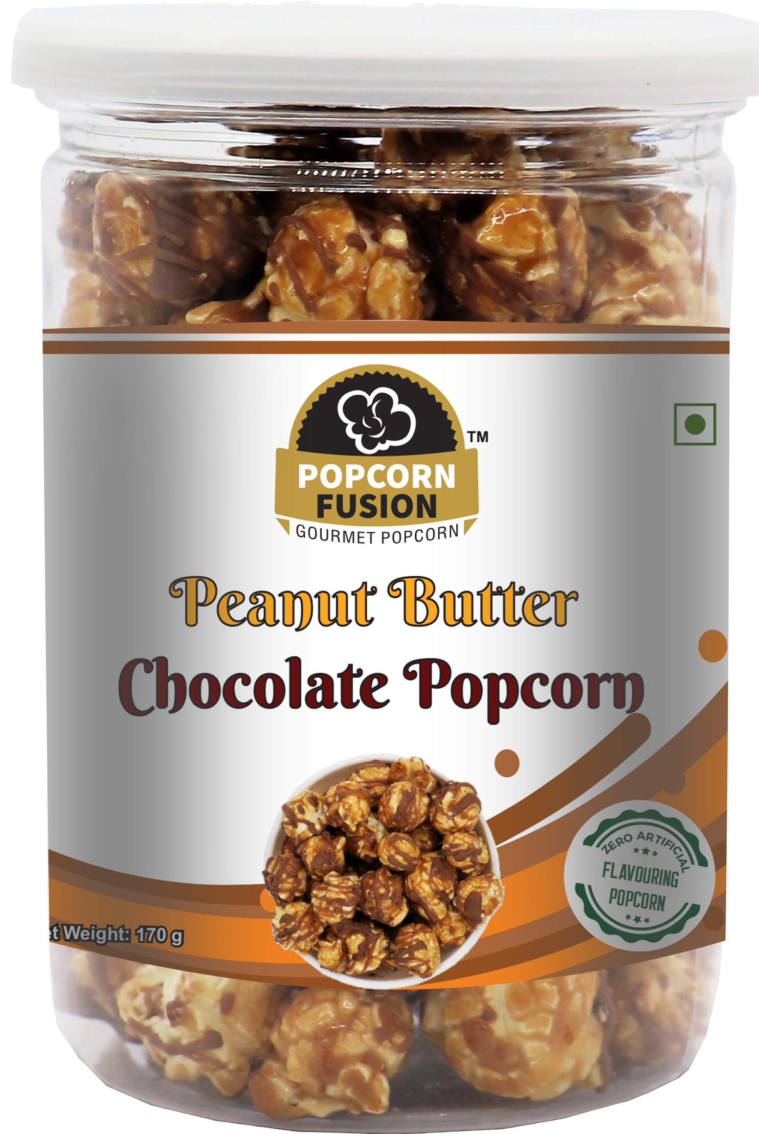 Popfusion Flavoured Popcorn - Peanut Butter Chocolate Popcorn, Gluten Free Snacks with Airtight Glass Jar -170g-image-25