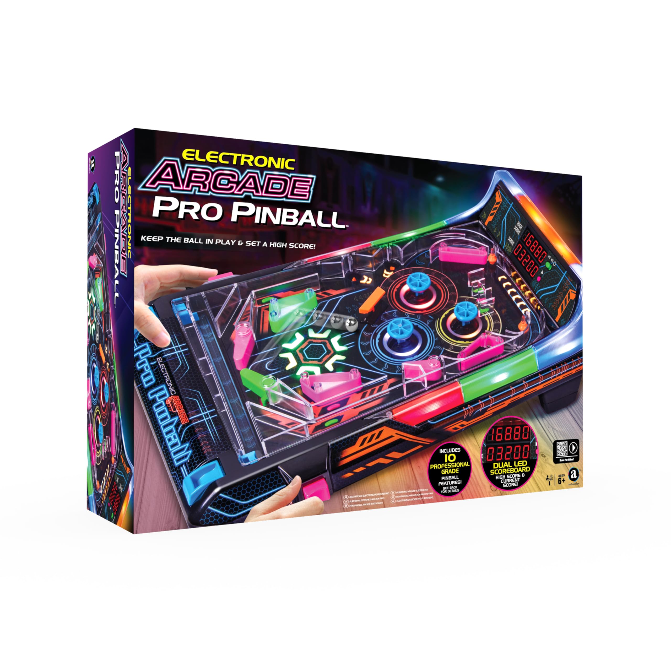 Electronic Arcade Pinball Machine - Tabletop Game With LED Scoreboard, Sound, Light-Up Bumpers For Kids & Adults