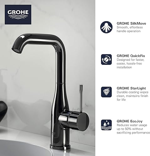 Miniatura 7 de GROHE 23538BEA Essence - Grifo de baño de un solo agujero con un solo mango, tamaño XL, latón, acabado infinito de níquel pulido