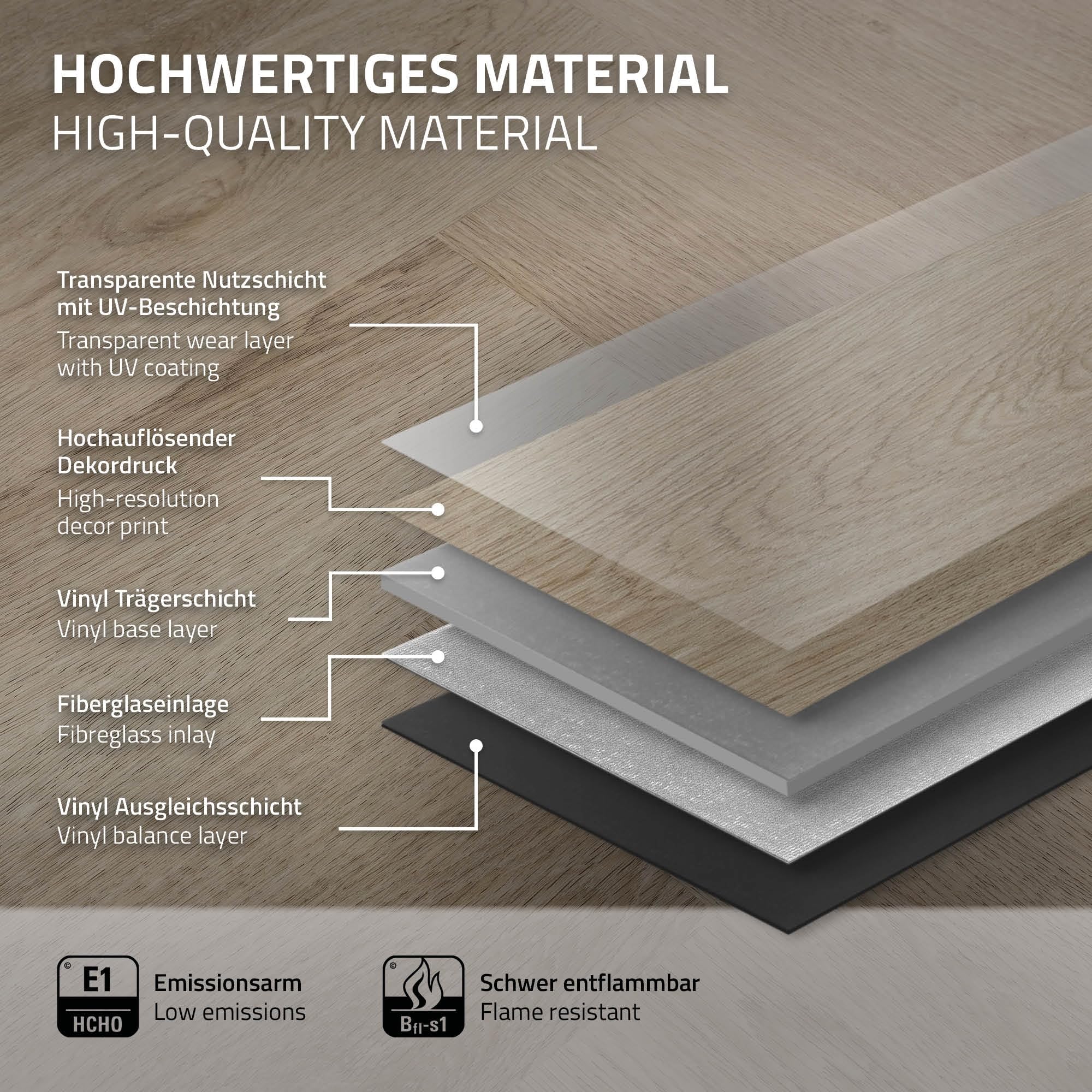 ML-Design Pavimento in PVC Deluxe Vinile a Click Rovere Scuro Spina di Pesce 61x12,8x4,2mm 3,12m² 40 Listoni Marrone Aspetto Legno Antiscivolo Impermeabile Classe di Utilizzo 34 Facile da Installare