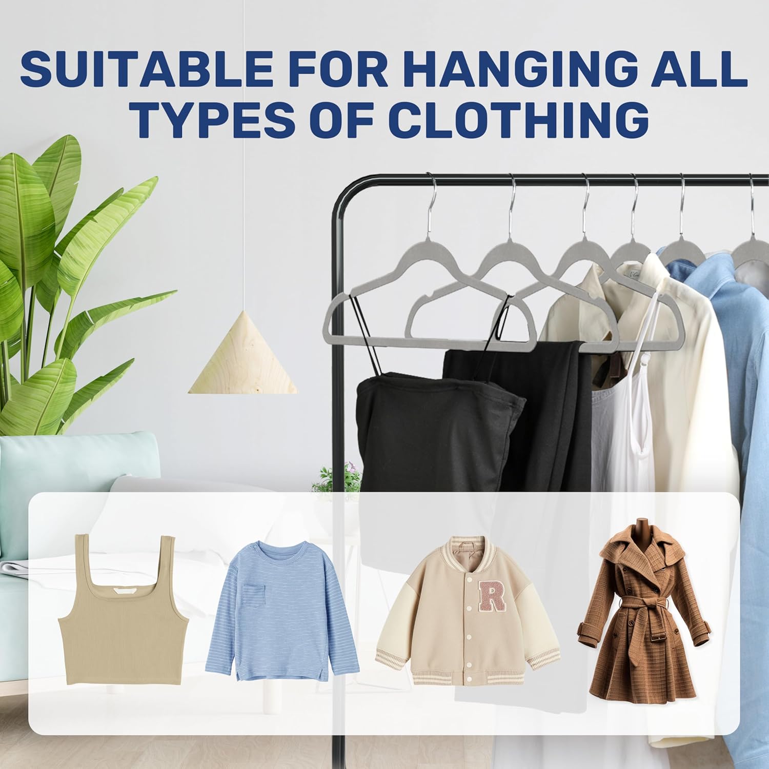 YSSOA 70 Packs Velvet Hangers, Non Slip Space Saving Suit Hangers, Heavy Duty Clothes Hangers with 360° Rotatable Hook for Coats, Pants, Grey