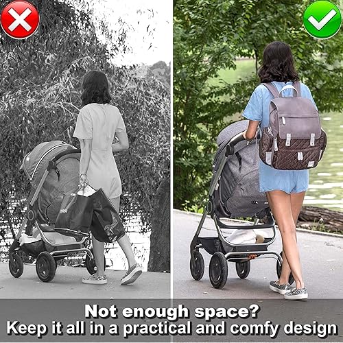 Miniatura 6 de Mochila de pañales para bebé con cambiador impermeable, ideal para mamá y papá, gran bolsa multifuncional para cambiar pañales y bolsa de viaje para