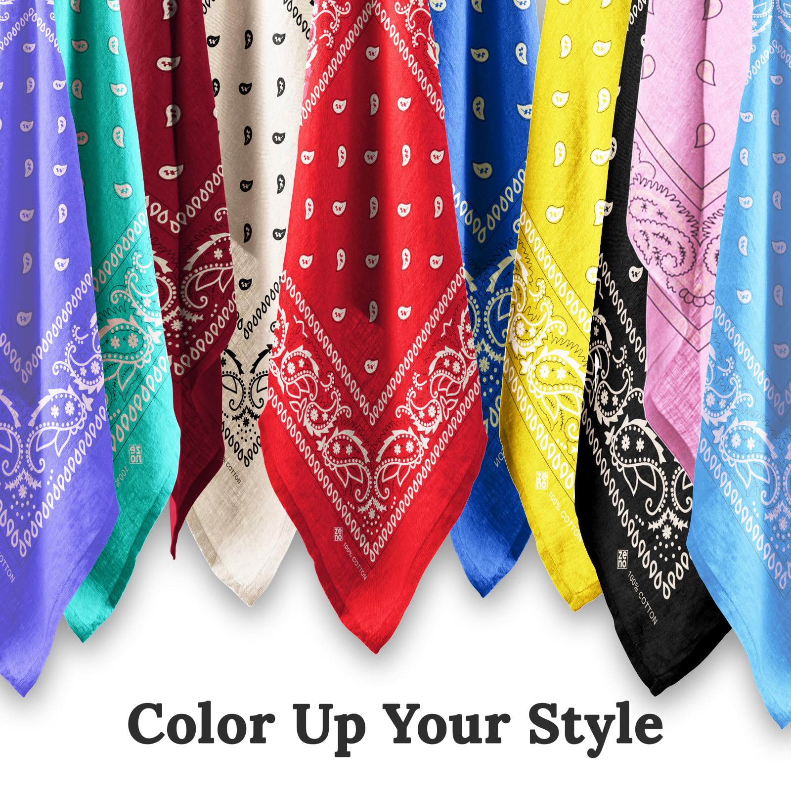Czarna bandana ZENO - 100% bawełna i włókna naturalne - Czarny szalik niezawierający poliestru - Najwyższa jakość - Miękka, trwała i można prać w pralce - Męska bandana - Uniseks i dzieci - 5 szt.