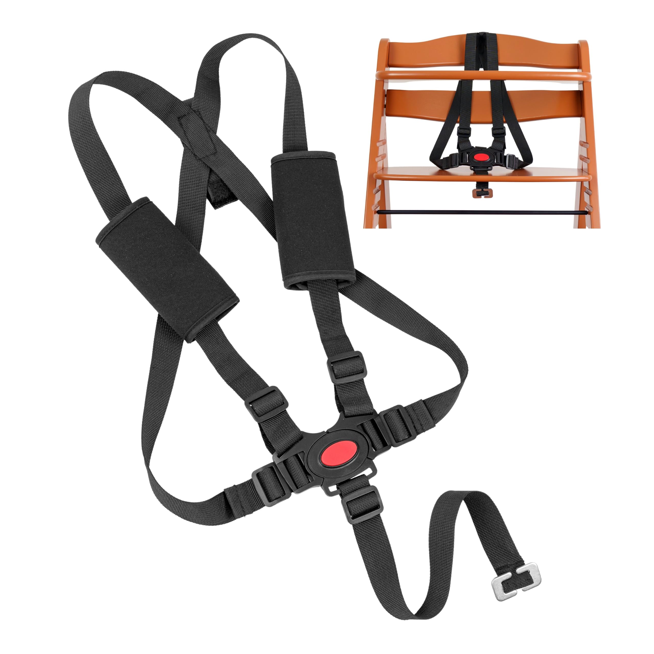 Arnés de seguridad para trona con almohadillas para el cinturón, 1 Set, compatible con Hauck, Stokke Tripp Trapp, Roba, sistema de arnés de 5 puntos para tronas infantiles