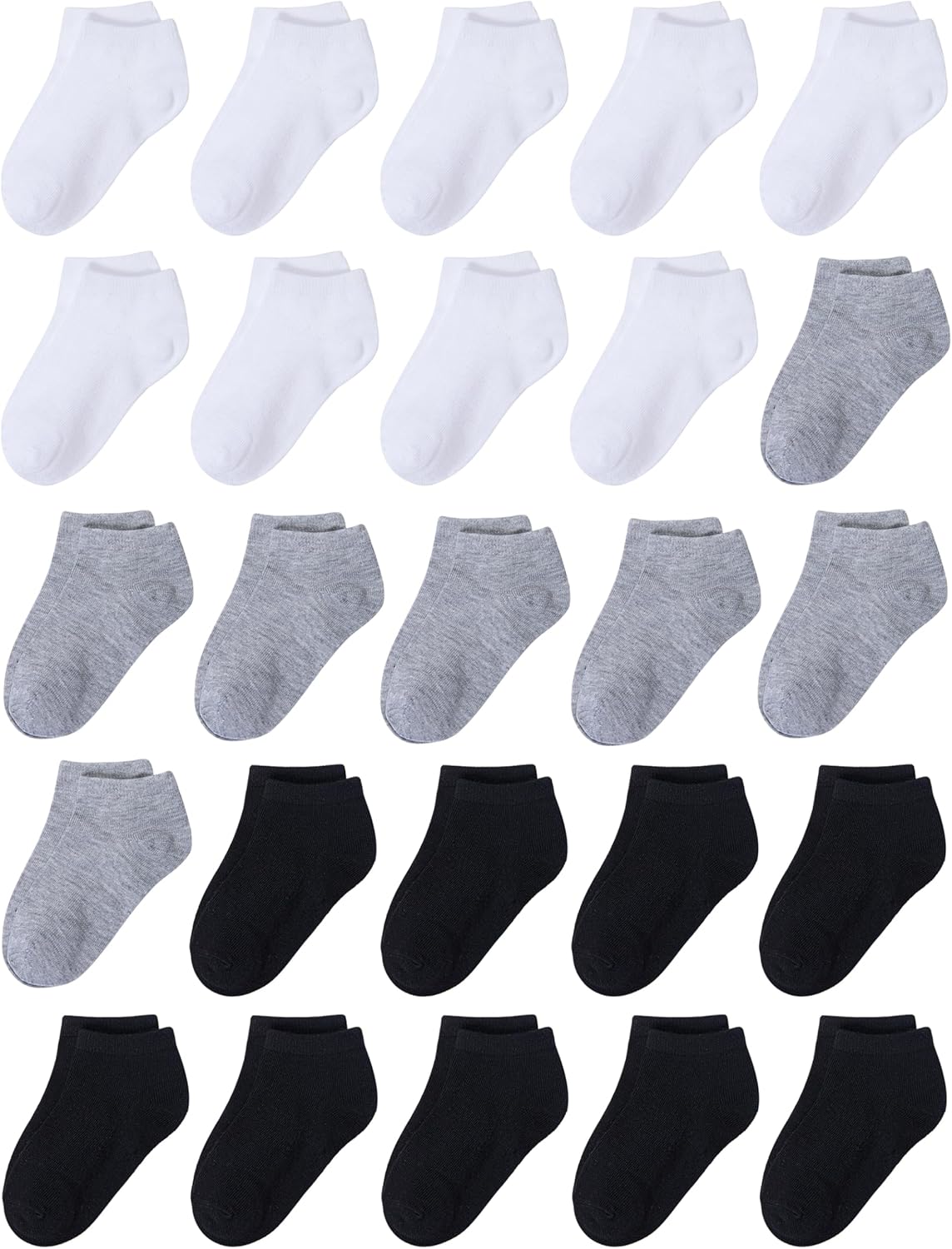 Cooraby 25 Pairs Kids' Socks Low Cut Socks Half Cushion Sport Ankle Athletic Socks for Boys Girls