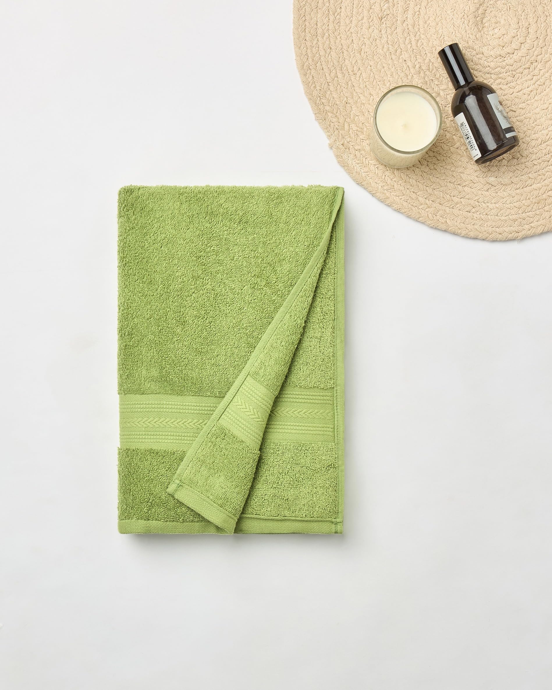 Himeya Toallas de baño 100 % algodón, toalla de baño de tamaño grande, 500 g/m², 1 toalla de baño para hombres y mujeres, 70 cm x 140 cm, color verde oliva