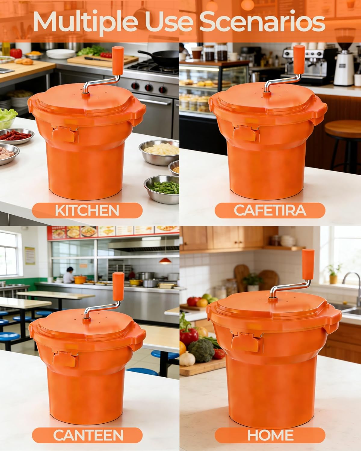 Commercial Salad Spinner - 6 Gallon Salad Dryer with Silicone Anti-slip Mat & Draining Hose, 24Qt Manual Spinner for up to 7 Heads of Lettuce, Large for Catering