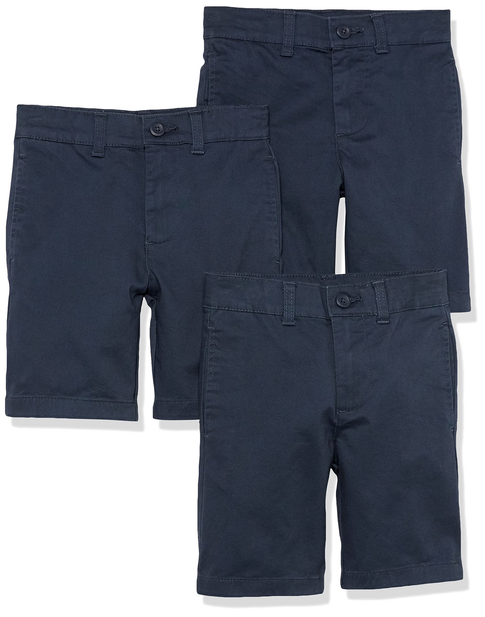 Amazon Essentials Pantalones Cortos de Tejido Uniforme con Parte Delantera Plana (Resistente a Las Arrugas) Niño, Pack de 3