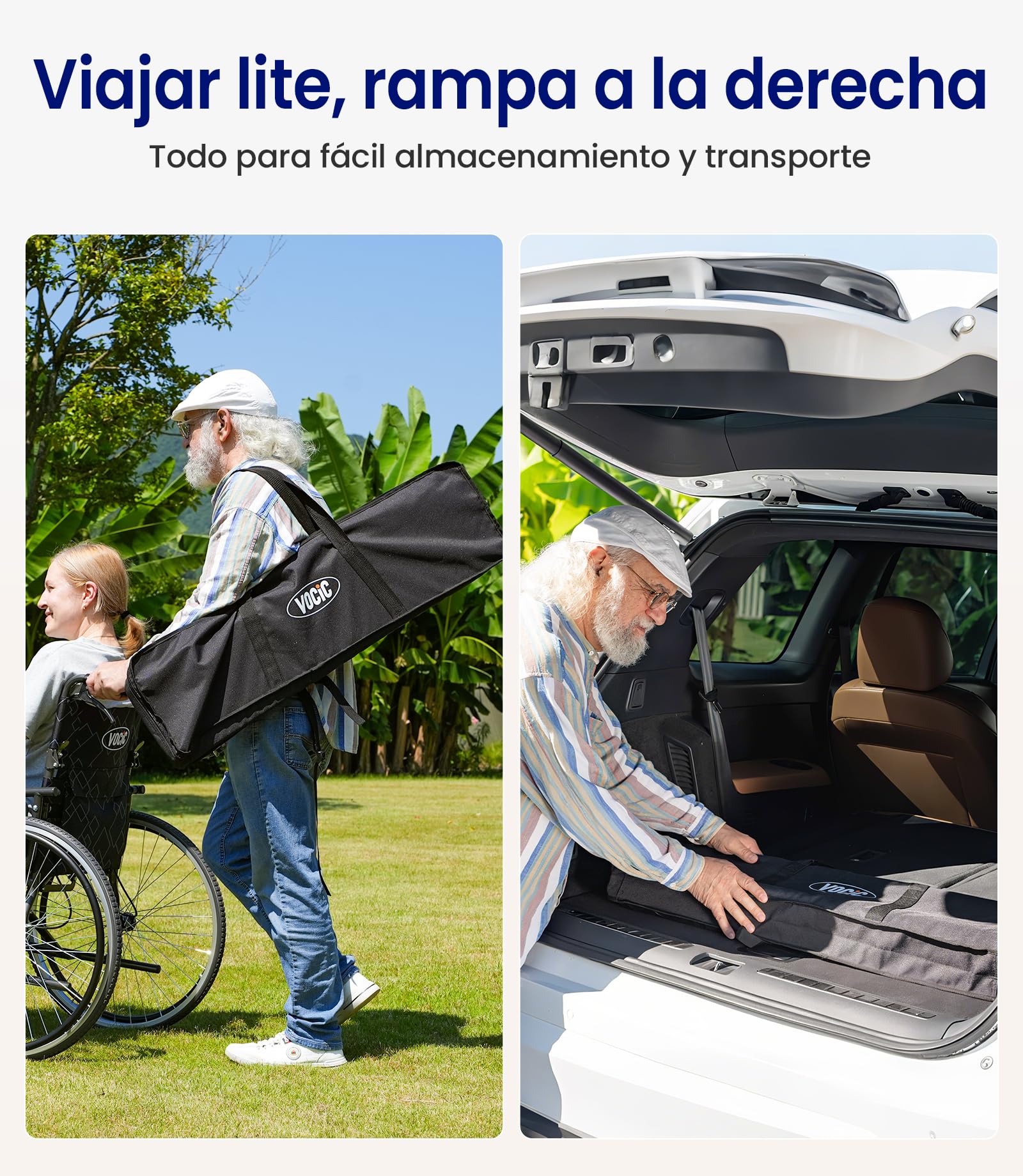 VOCIC CP31 Rampa para silla de ruedas para escaleras 92-152 cm, rampa para silla de ruedas portátil | Rampa telescópica plegable de aluminio para sillas de ruedas, solo 7 kg, rampa de carga hasta 300 kg, color amarillo