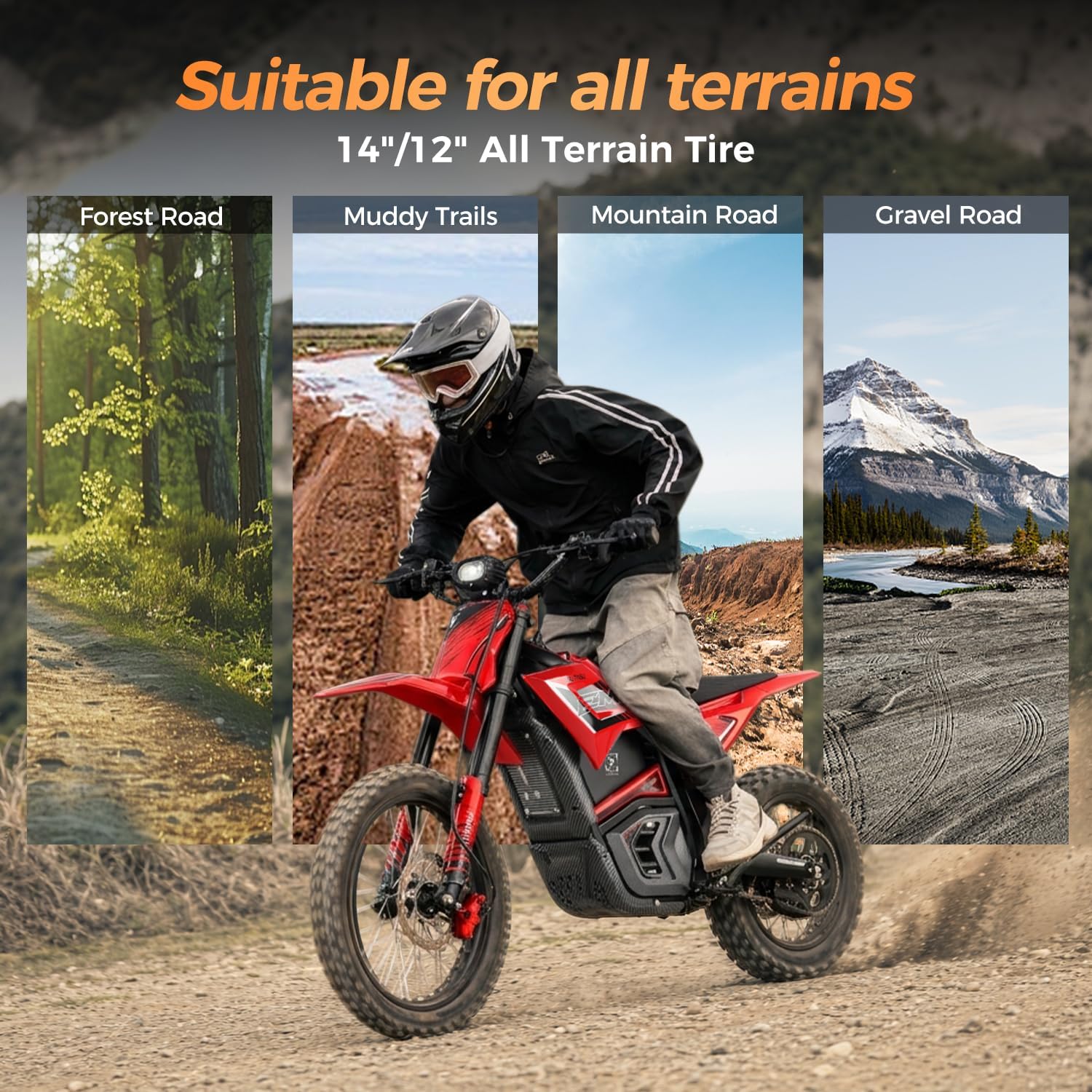 Electric Dirt Bike for Adults Teens, 3840W Peak Electric Motorcycle 40MPH 53Miles Long Range, 48V 23.4Ah Battery Ebike,Hydraulic Brakes Mountain Off-Road Fit Age 12+