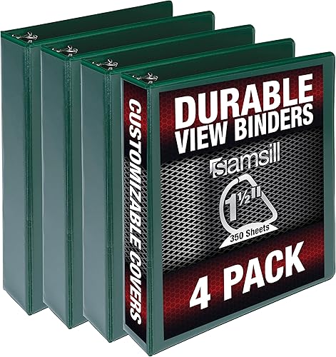 Vista 247 de Samsill Carpeta duradera de 1.5 pulgadas, fabricada en los Estados Unidos, carpeta de anillos en D, carpeta transparente personalizable, surtido