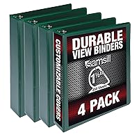 Vista 53 de Samsill Carpeta duradera de 3 anillos de 1 pulgada, fabricada en Estados Unidos, carpeta de anillos en D, cubierta transparente personalizable