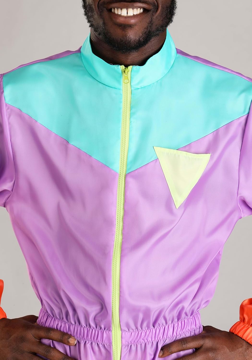 Retro 80s Purple Tracksuit Costume for Men - Windbreaker Jumpsuit & Headband Perfect for 80s Themed Parties - Image 6