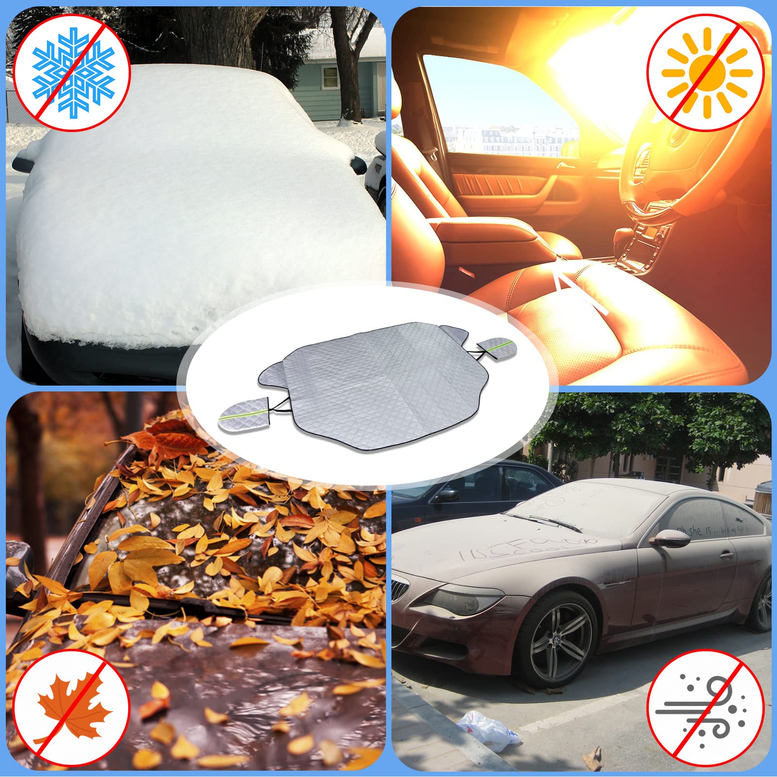 Copriparabrezza Auto Con Magneti - Protezione Solare 4 Strati 62x50 Pollici, Antifurto E Antivent - Foto 11