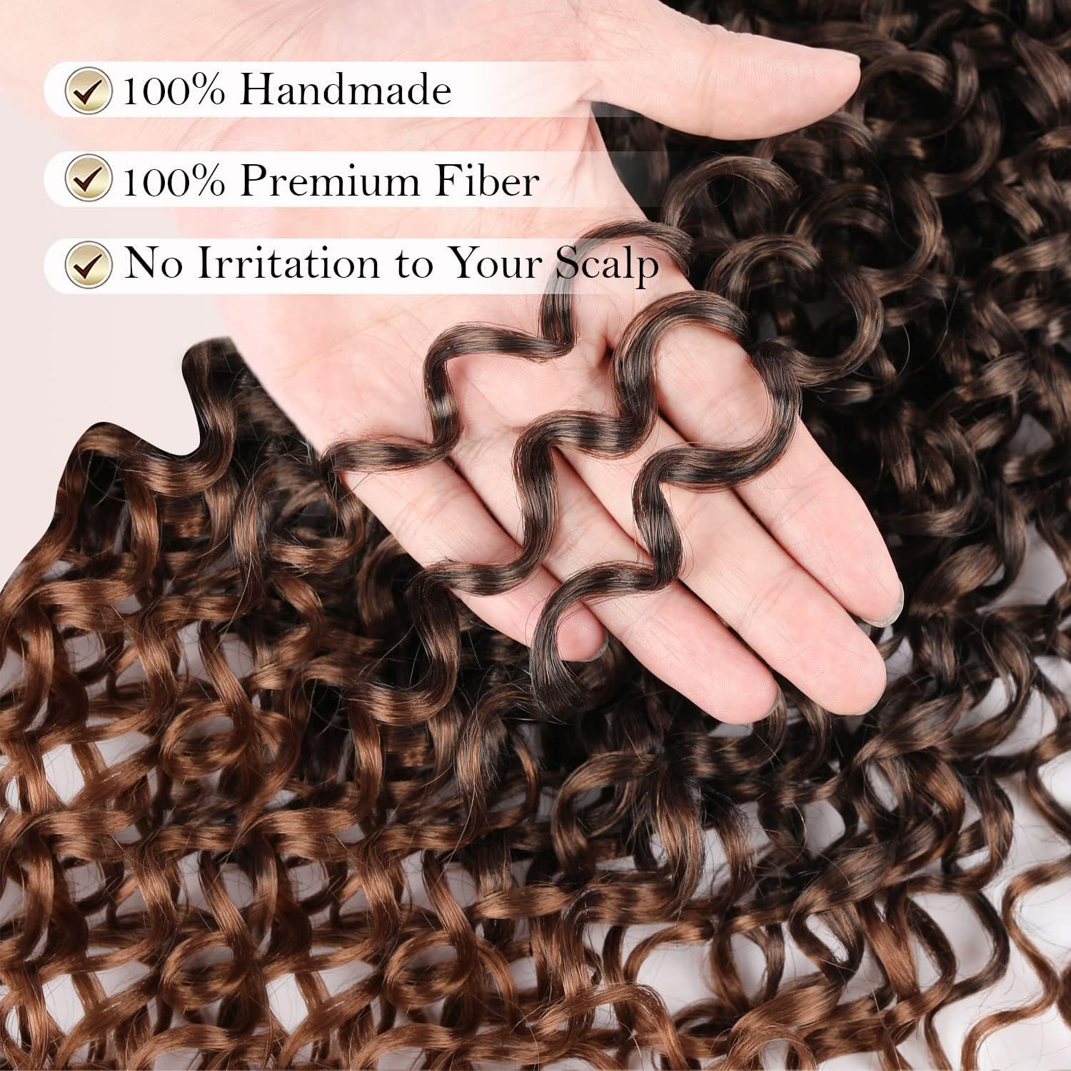 PRE LOOPED Gogo Curl Braid Hair - Haarverlängerungen zum Flechten mit Crochet im Echthaar-Look Kanekalon - 450 g 120 Strähnen auf 6 Stück + 3 Zubehör inklusive (T30, 18"45cm)