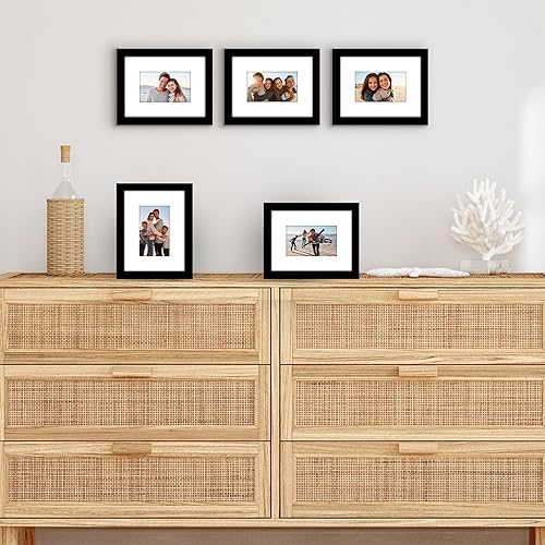 Vista 410 de Americanflat Portarretratos de 5 x 6 pulgadas con plexiglás pulido, juego de 5 portarretratos de 2 x 3 pulgadas con paspartú o para fotos de 5 x 6