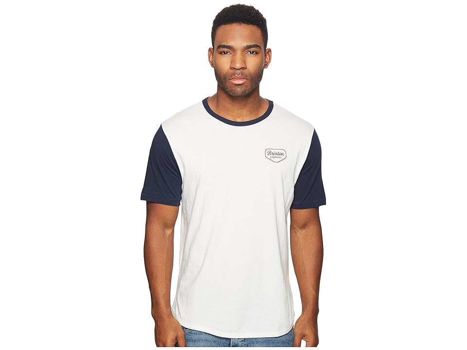

Brixton Novato Short Sleeve Knit Shirt (Off-White/Navy) Men's Short Sleeve Knit