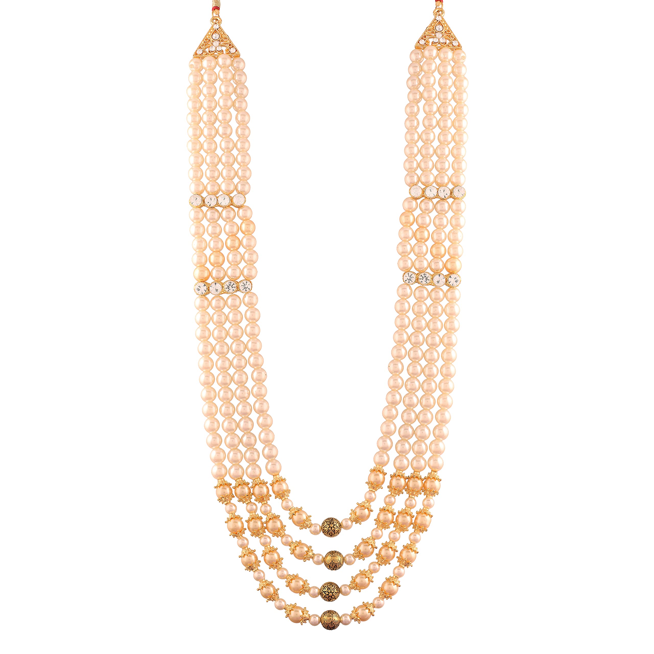 I Jewels 3 Layered Traditional Gold Plated Dulha Moti Mala with Stone Maharaja Haar/Groom Necklace For Men (MLP35FL) (B099RR45RJ) Amazon Price History, Amazon Price Tracker
