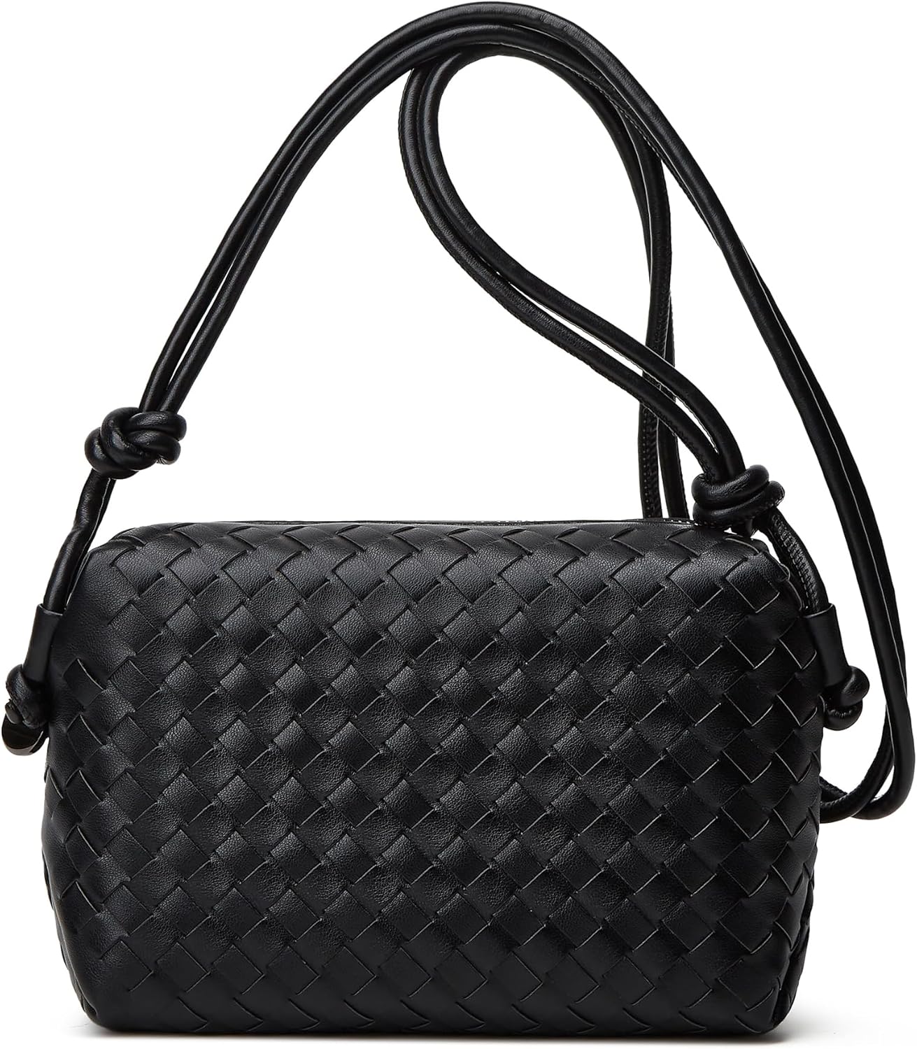 Woven Crossbody Bag for Women: Classic Handwoven Vegan Leather Bag - Effortless Minimalist & Compact for Daily Wear